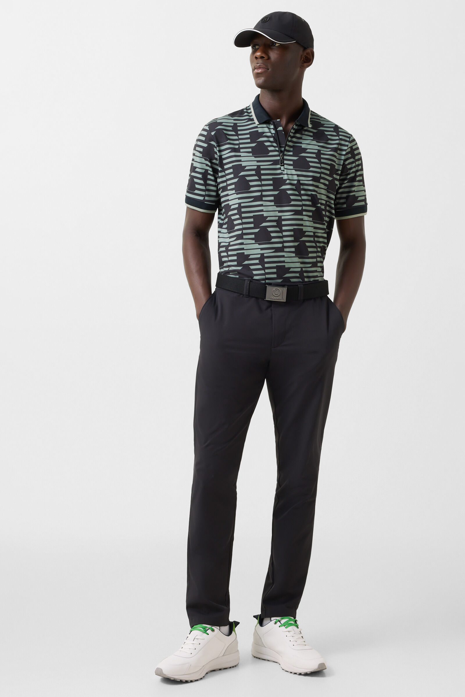 Funktions-Polo-Shirt Valentin Schwarz/Eukalyptus