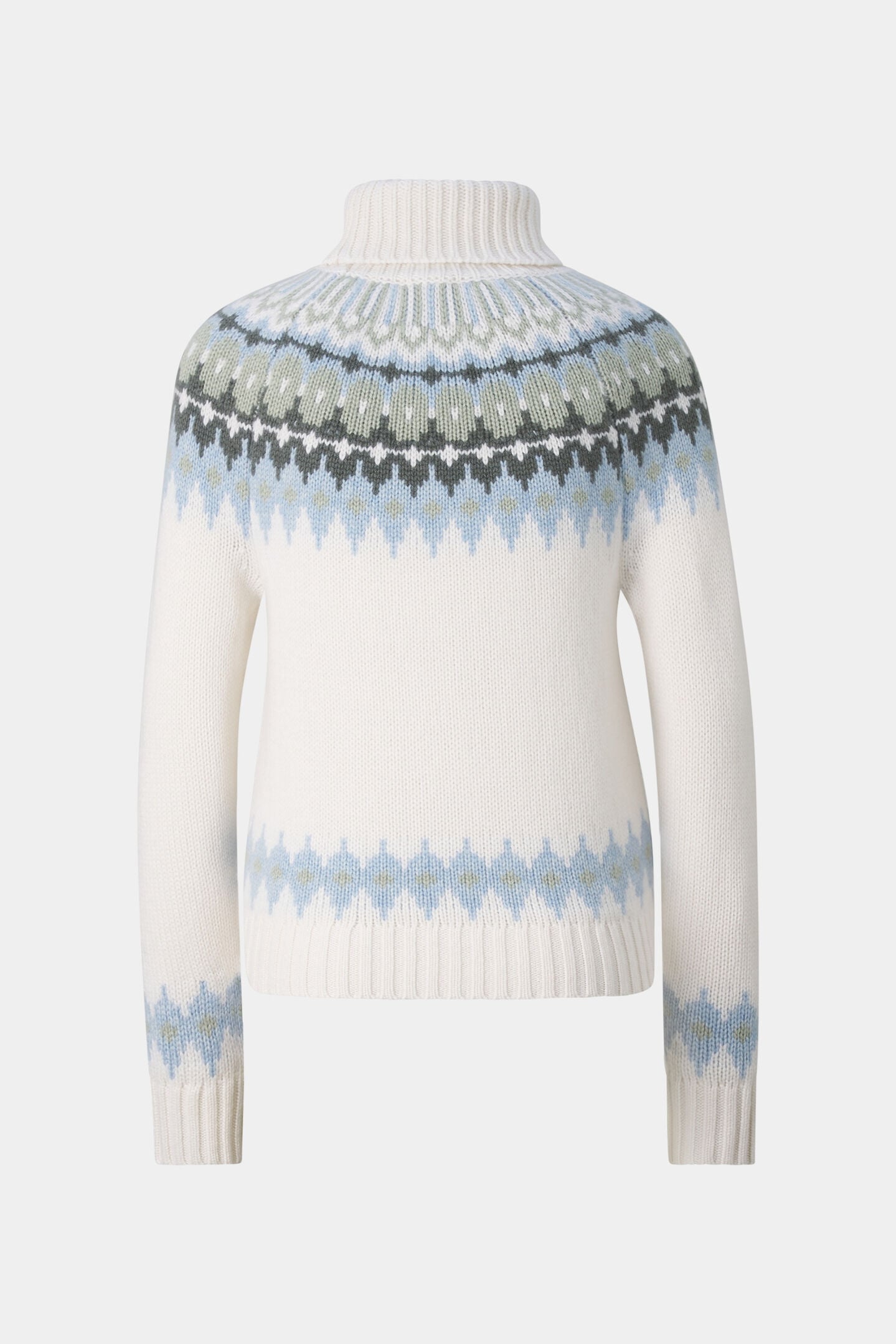 Kaschmir-Norweger-Pullover Ingrid Wei&szlig;/Blau/Oliv