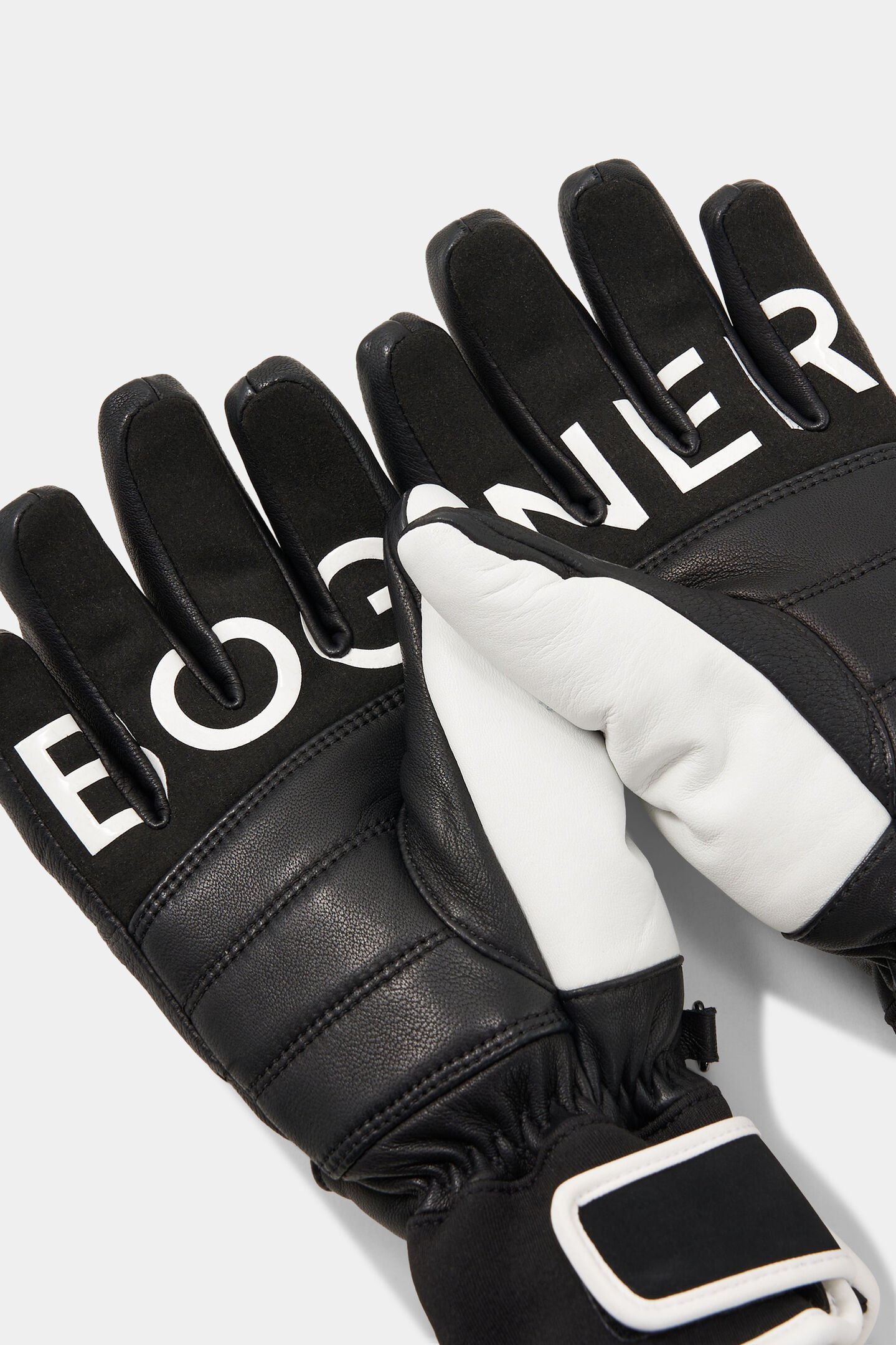 Leder-Handschuhe Thea Weiß/Schwarz