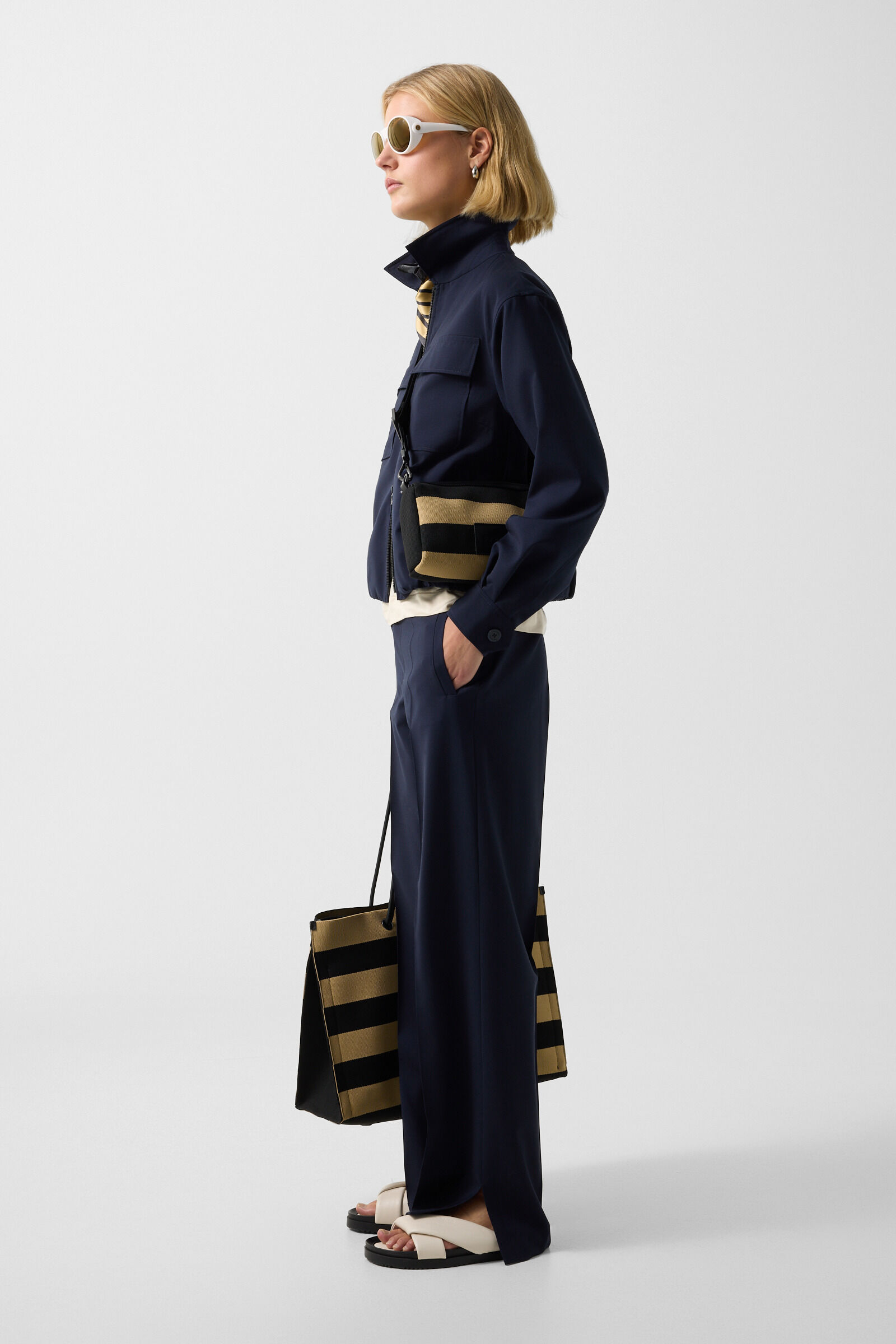 Terry virgin wool trousers Navy blue