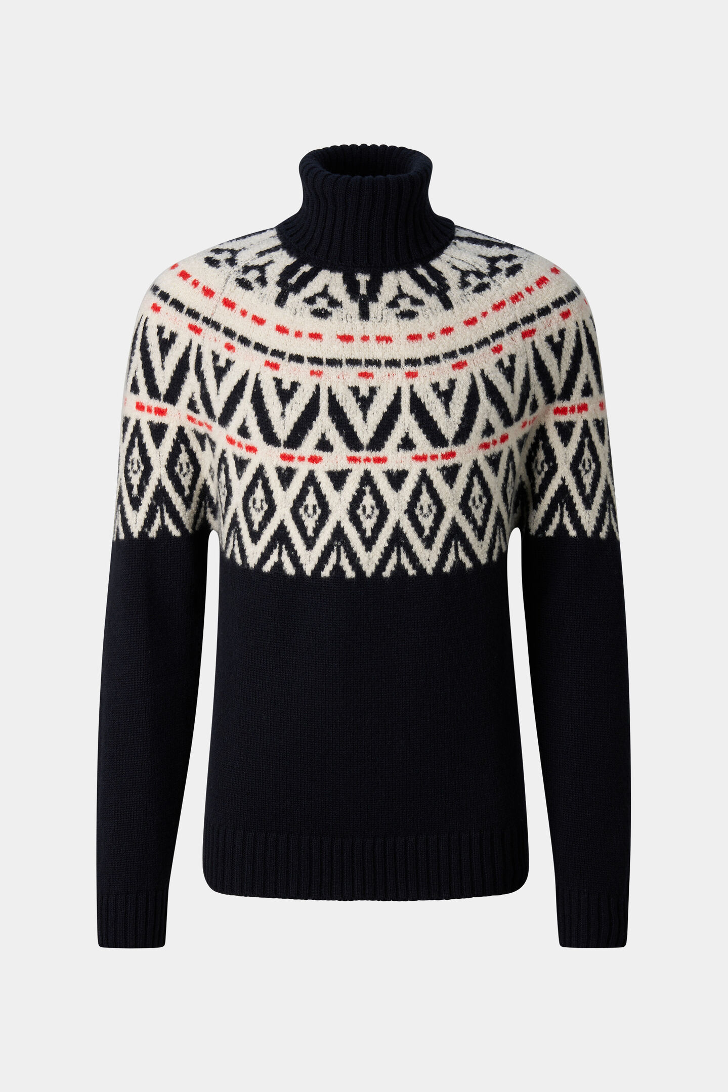 Roxter cashmere jumper and Norwegian-style jumper Navy/Off-white/Red