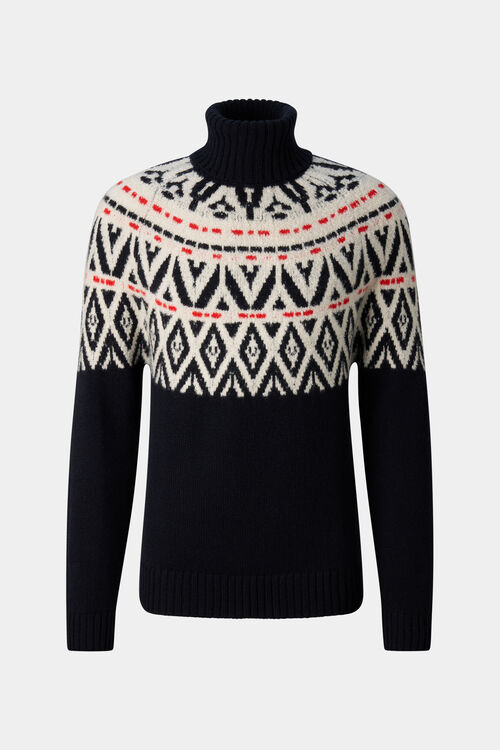 Roxter Cashmere Norwegian Pullover Navy/Off-White/Red