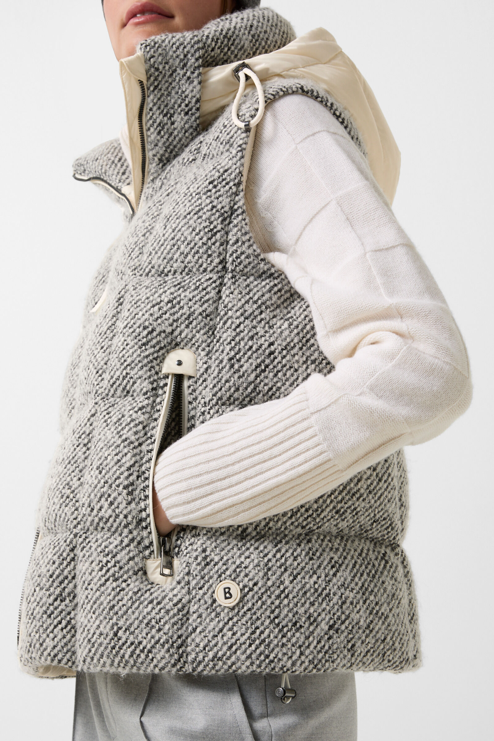 Falka down waistcoat Black/cream