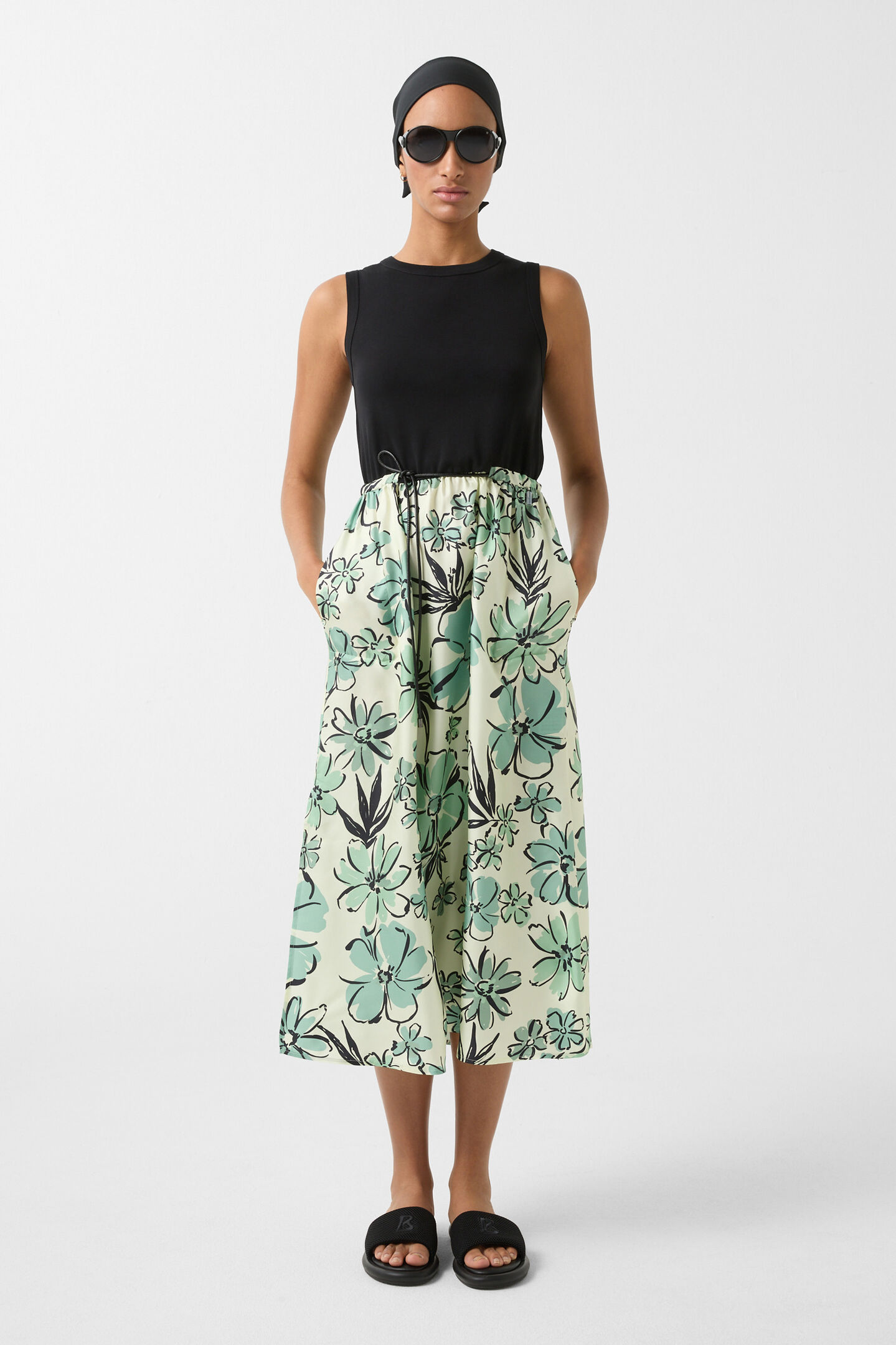 Seiden-Jersey-Kleid Silke Schwarz/Grün