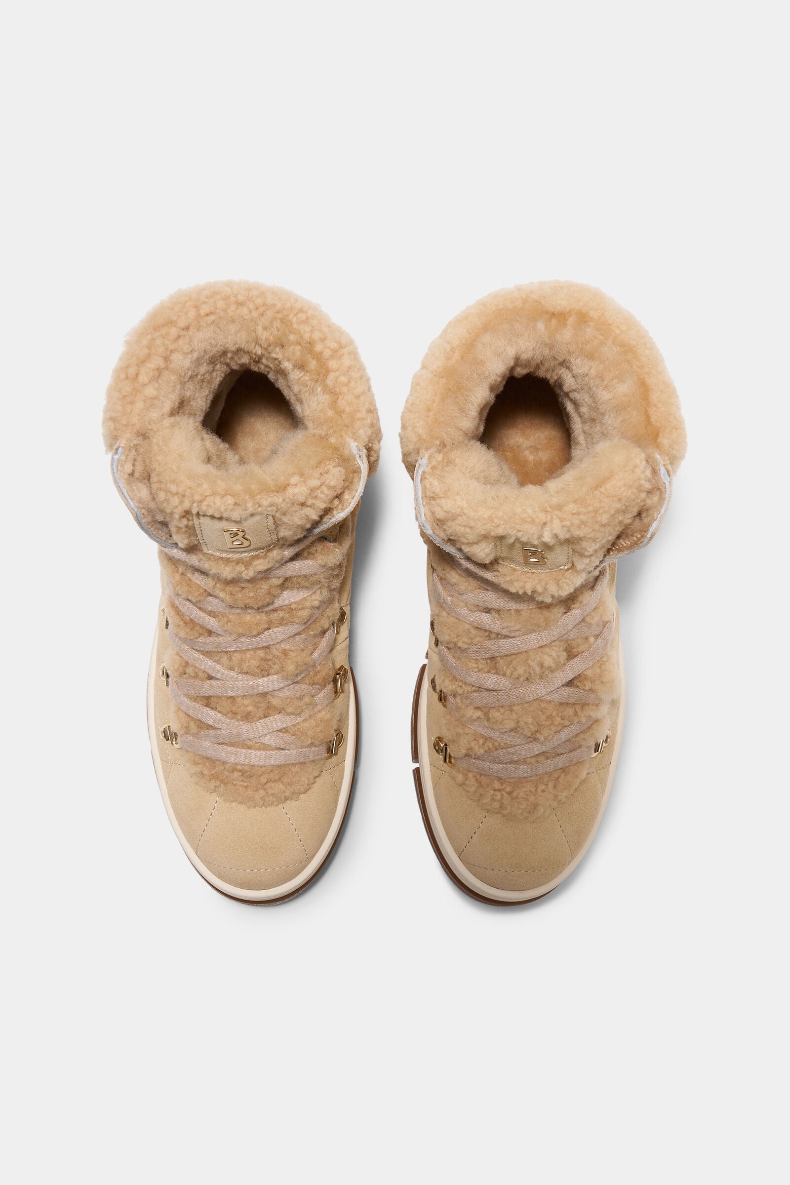 Lace-up boots from Vaduz with studs Camel