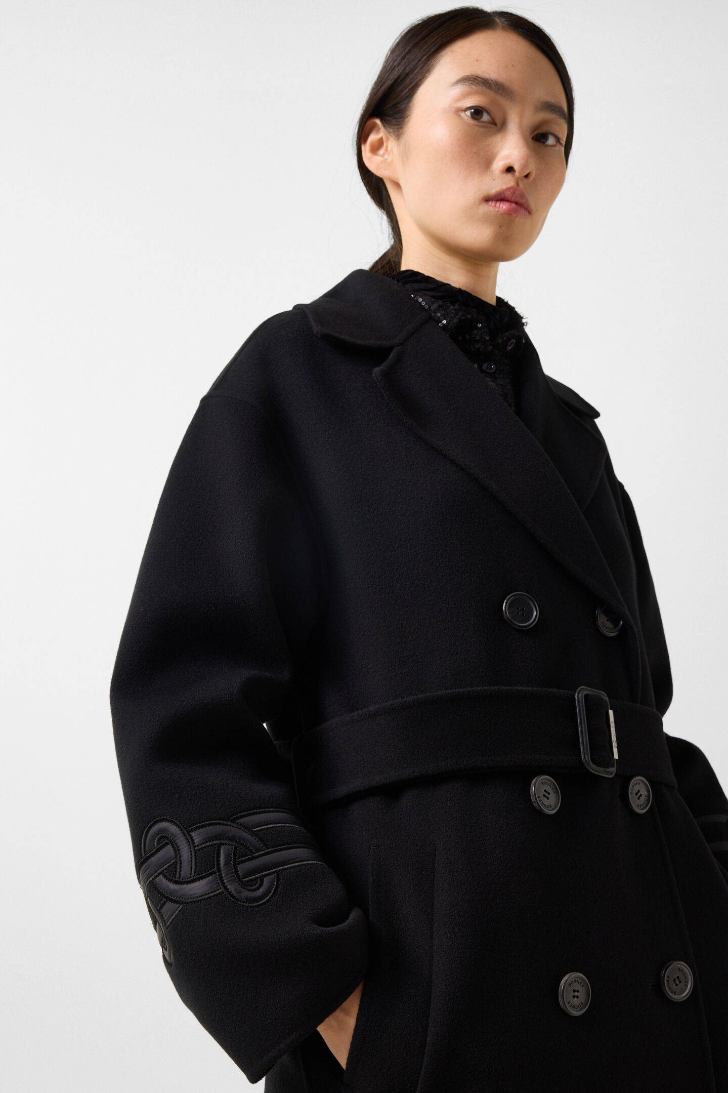 Terese double-faced wool coat Black