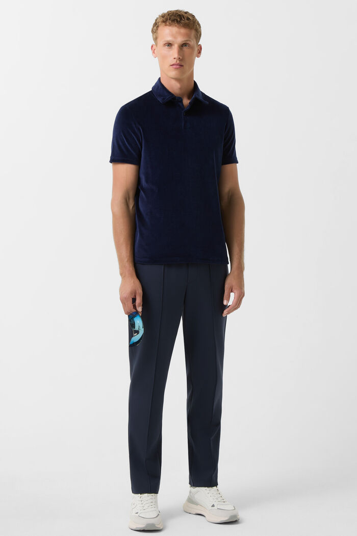 Velour polo shirt Vincenzo Navy blue Velour polo shirt Vincenzo Navy blue