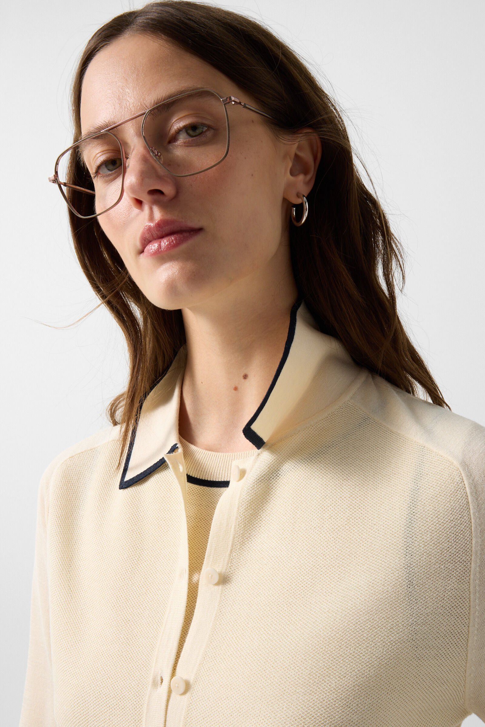 Peaches silk knit jacket Cream