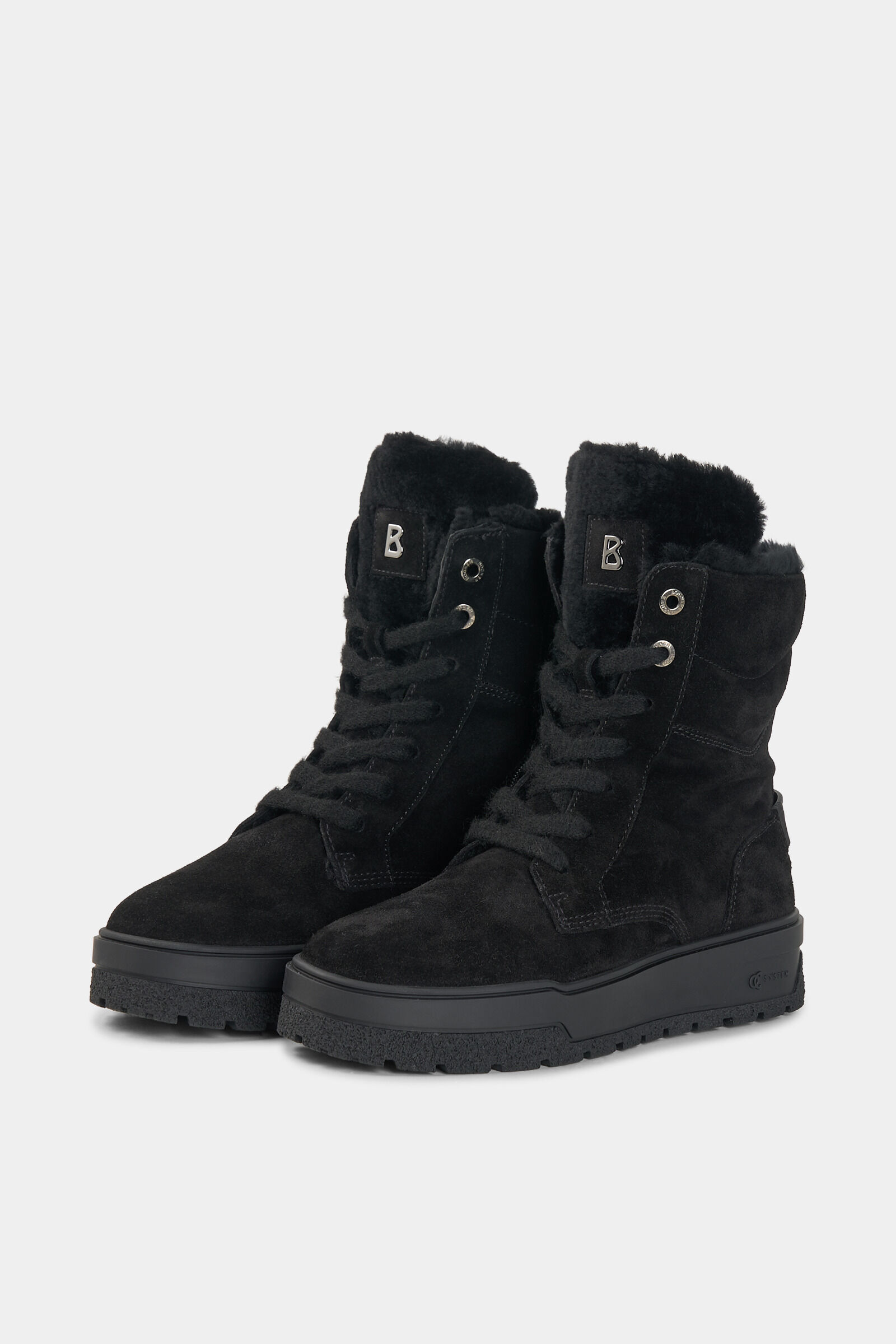 Calgary lace-up boots with spikes Black