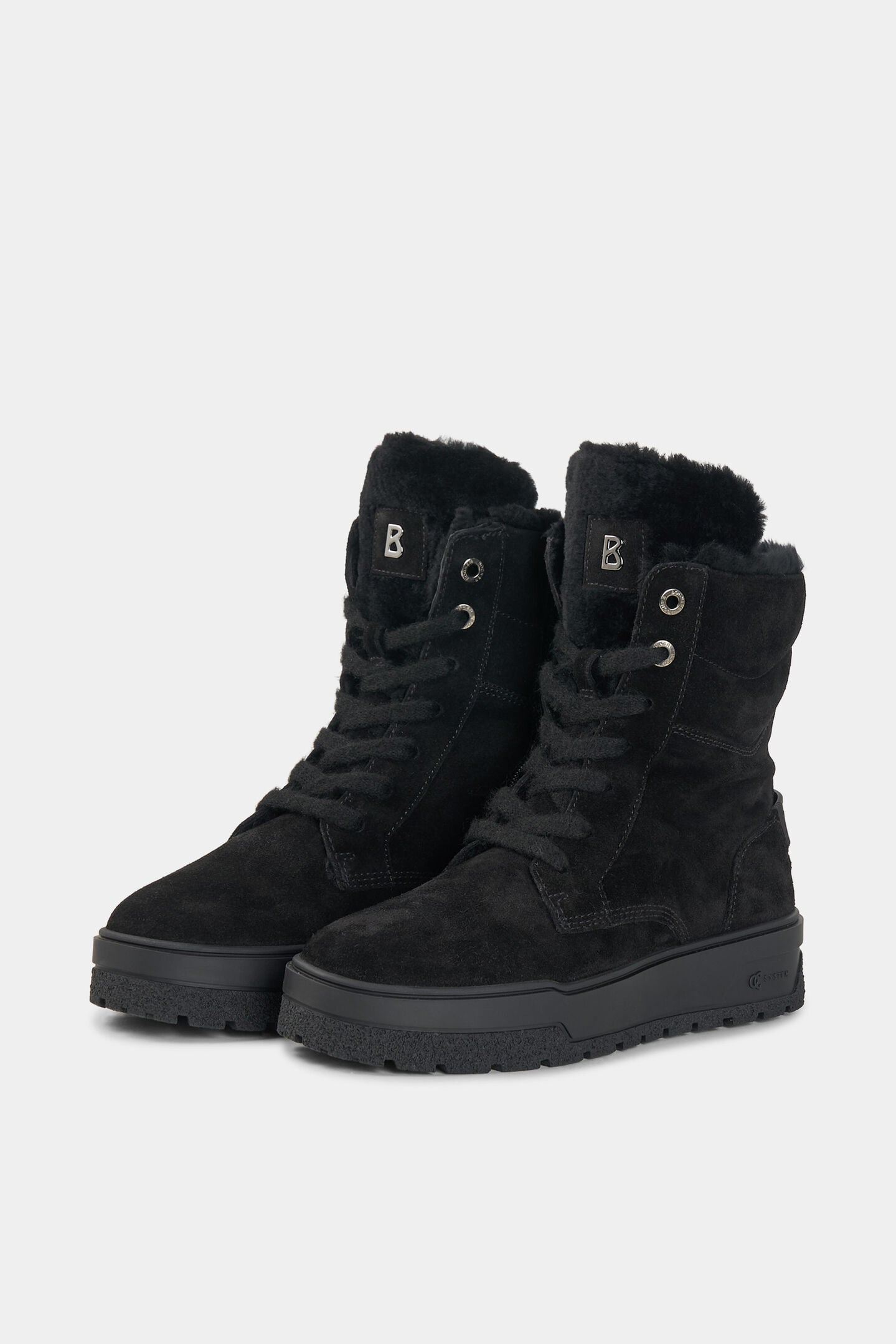 Calgary lace-up boots with spikes Black