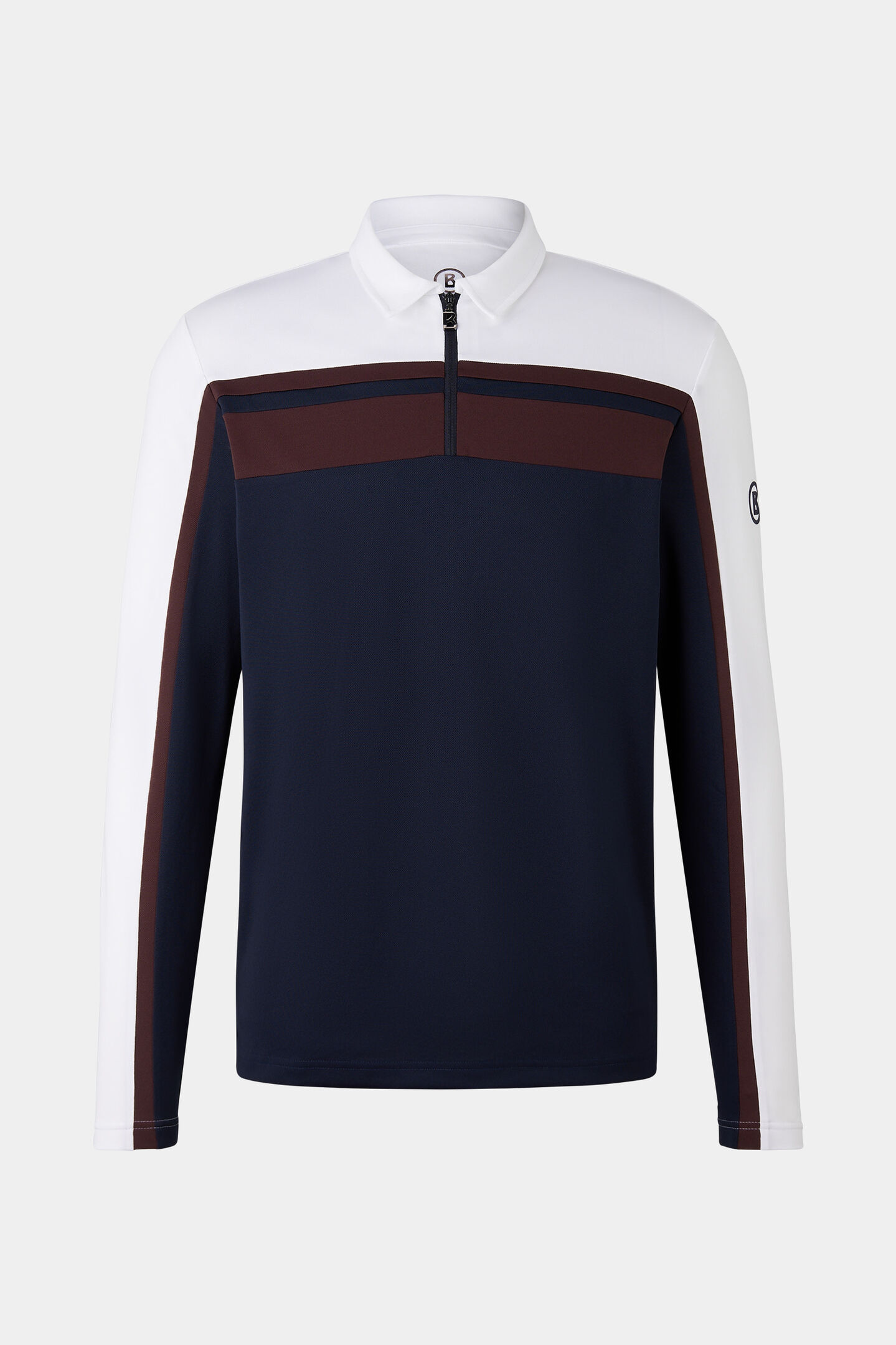 Polo-Longsleeve Gernot Navy-Blau/Weiß
