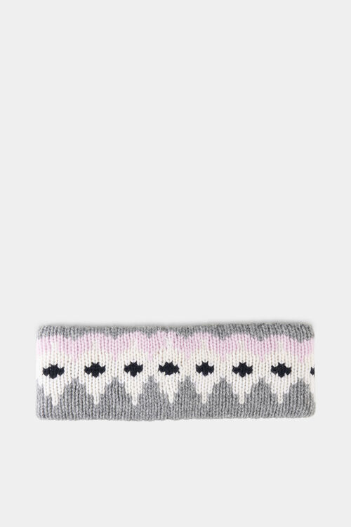 Loca cashmere headband Grey/Pink/White