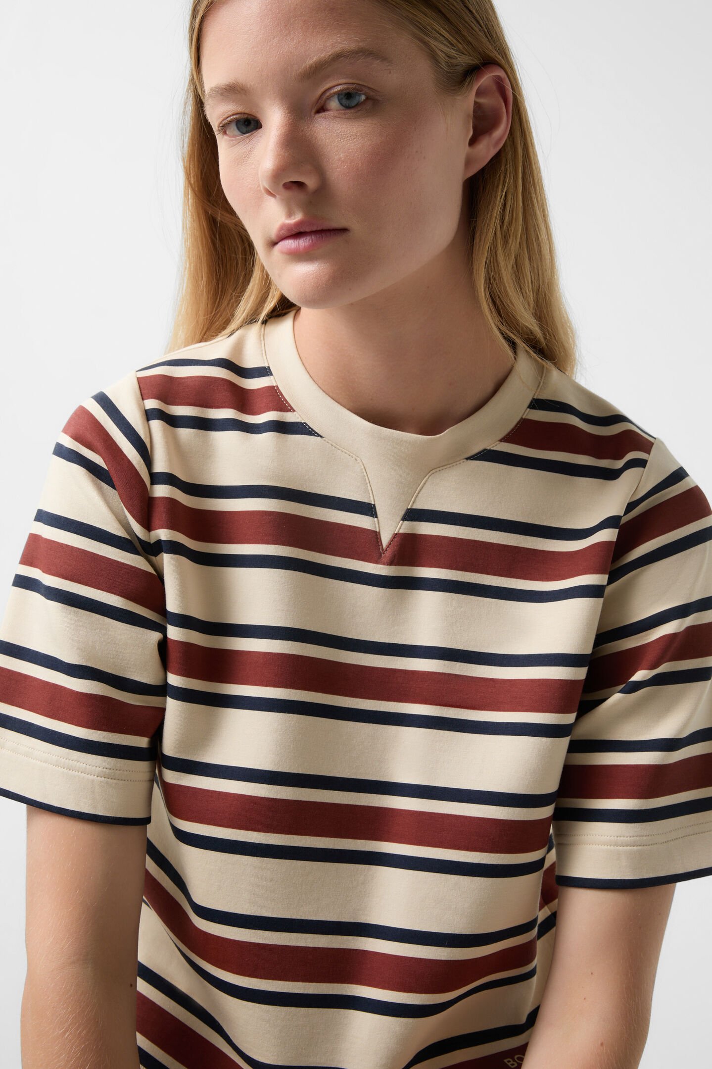 T-shirt Stacey Cream/wine red/navy blue