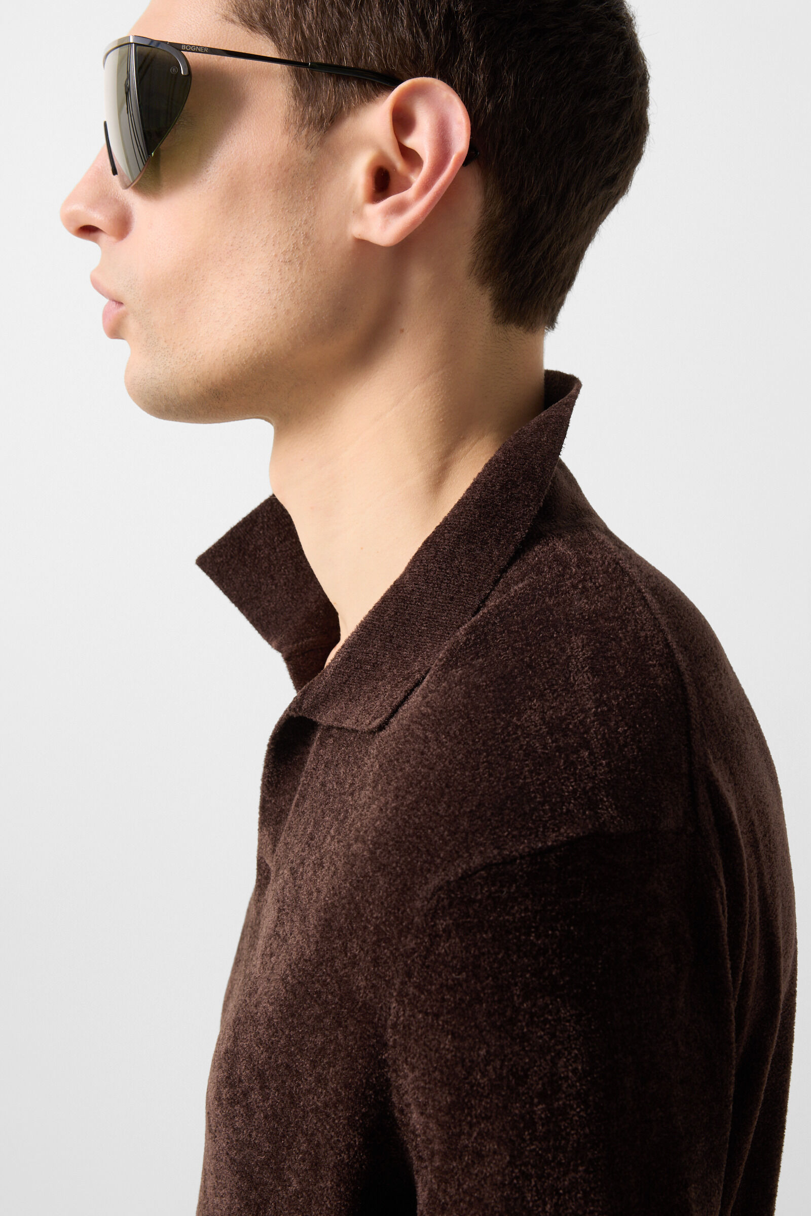 Finn knitted polo shirt Dark brown