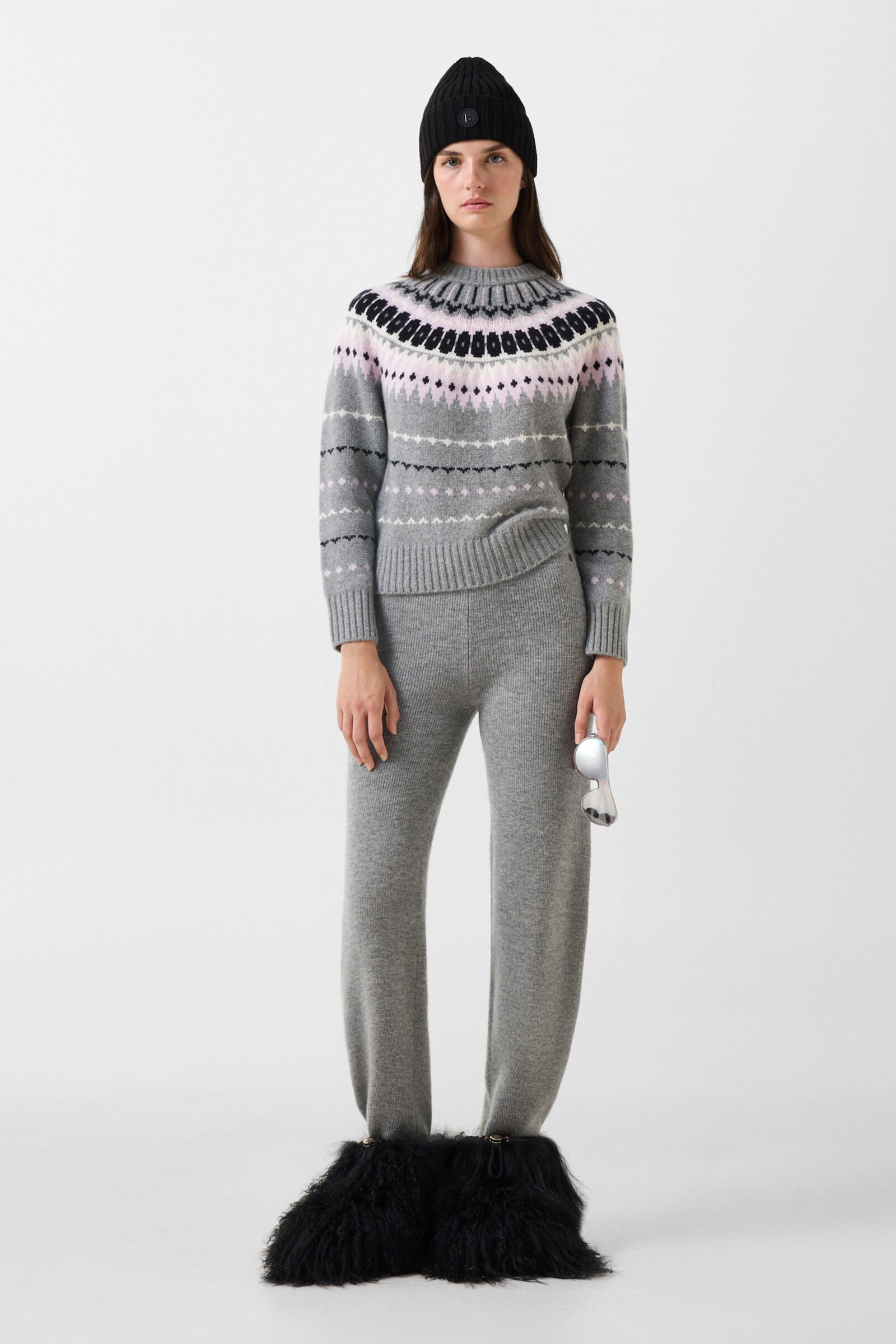 Luana virgin wool knitted trousers Grey