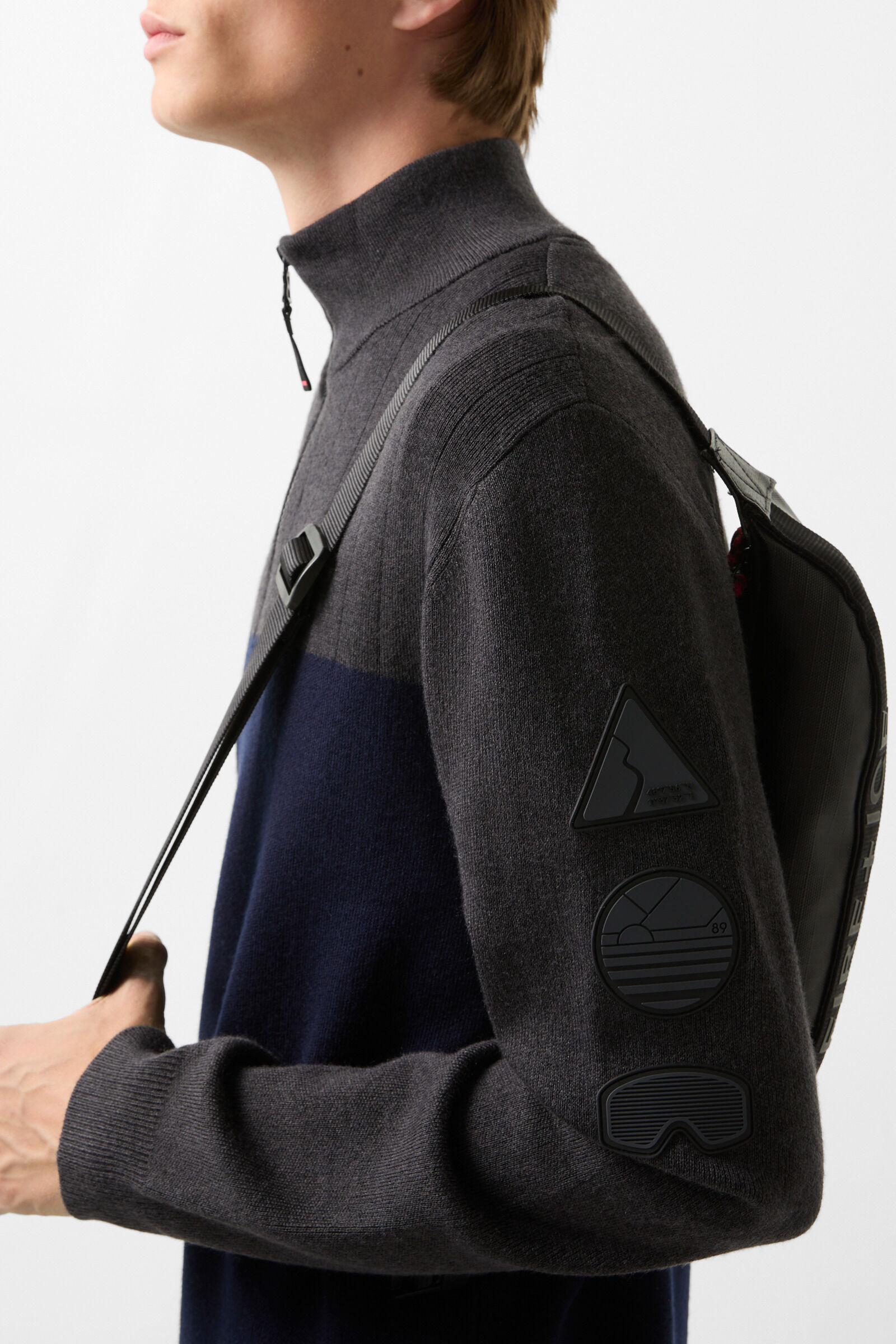 Andrian knitted troyer Grey/navy blue