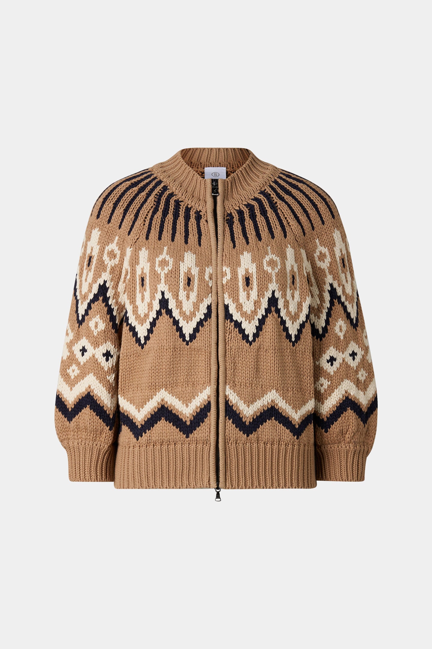 Norwegian knit jacket Aurora Camel/black