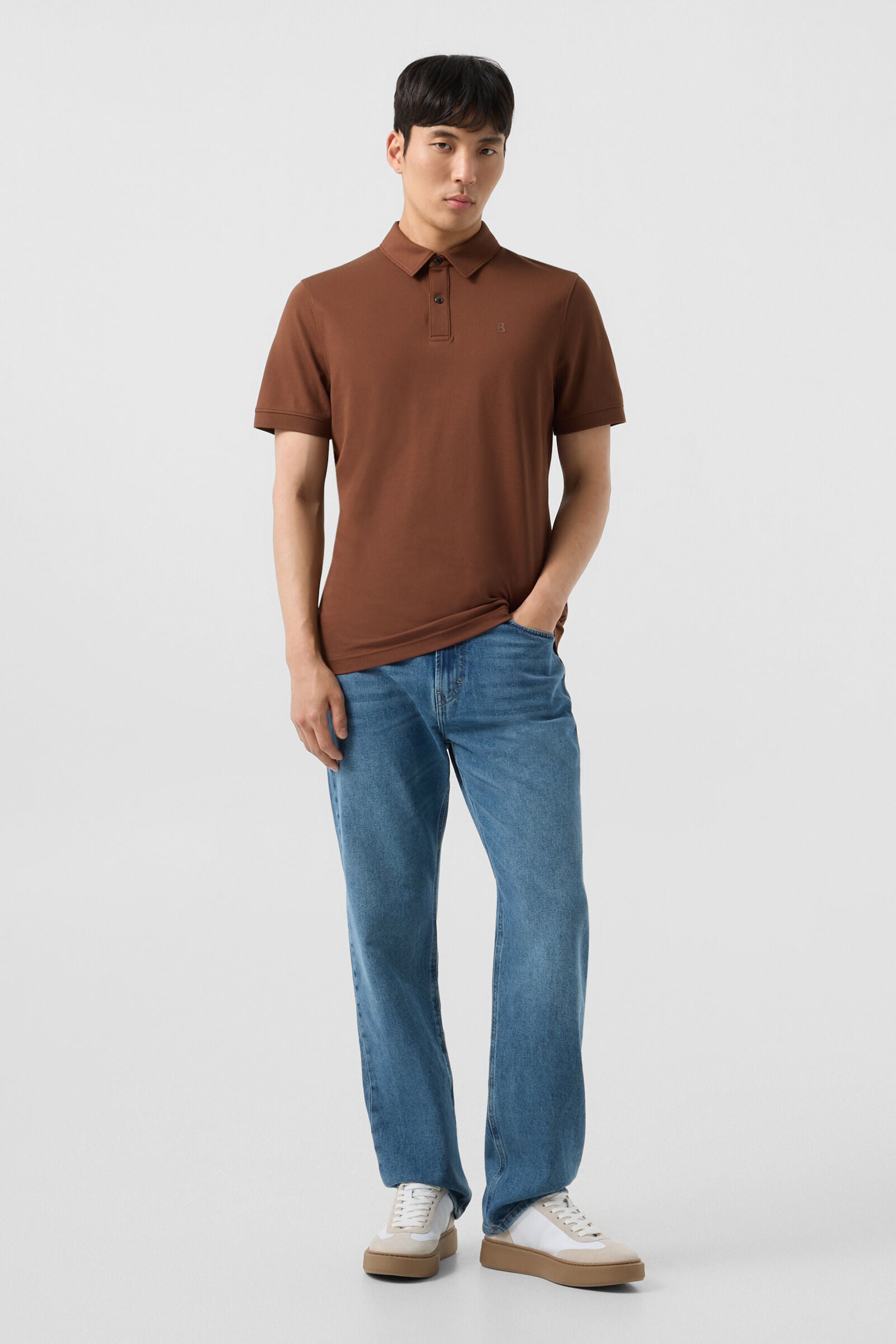 Timo piqu&eacute; polo shirt Brown