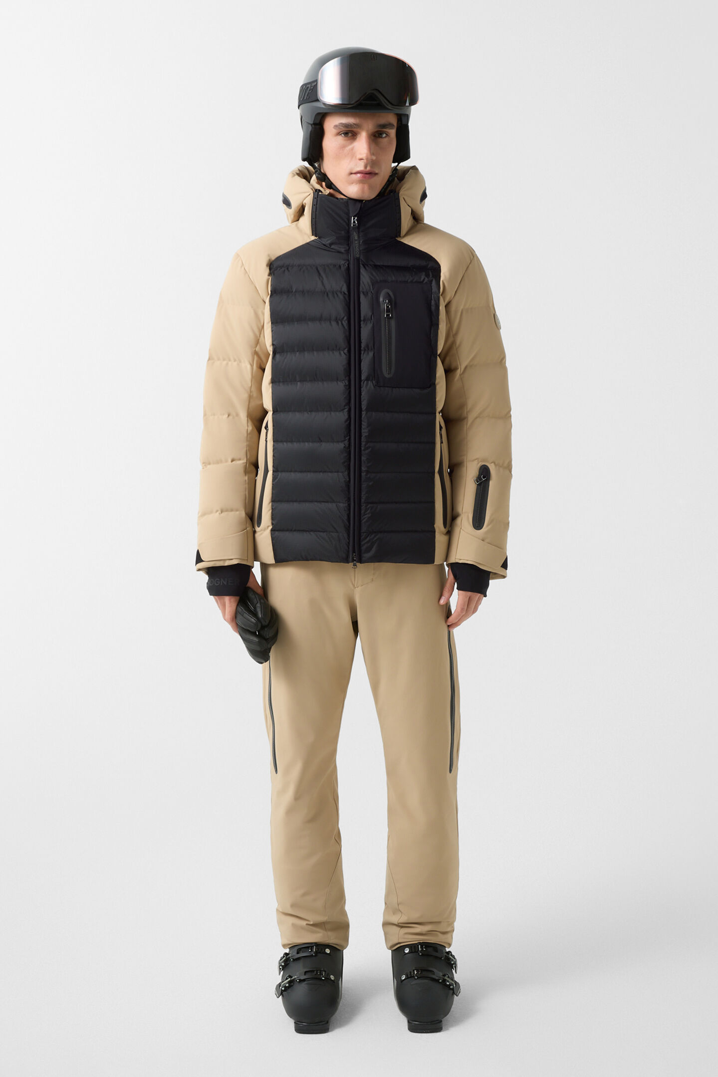 Ski-Daunenjacke Bond Beige/Schwarz