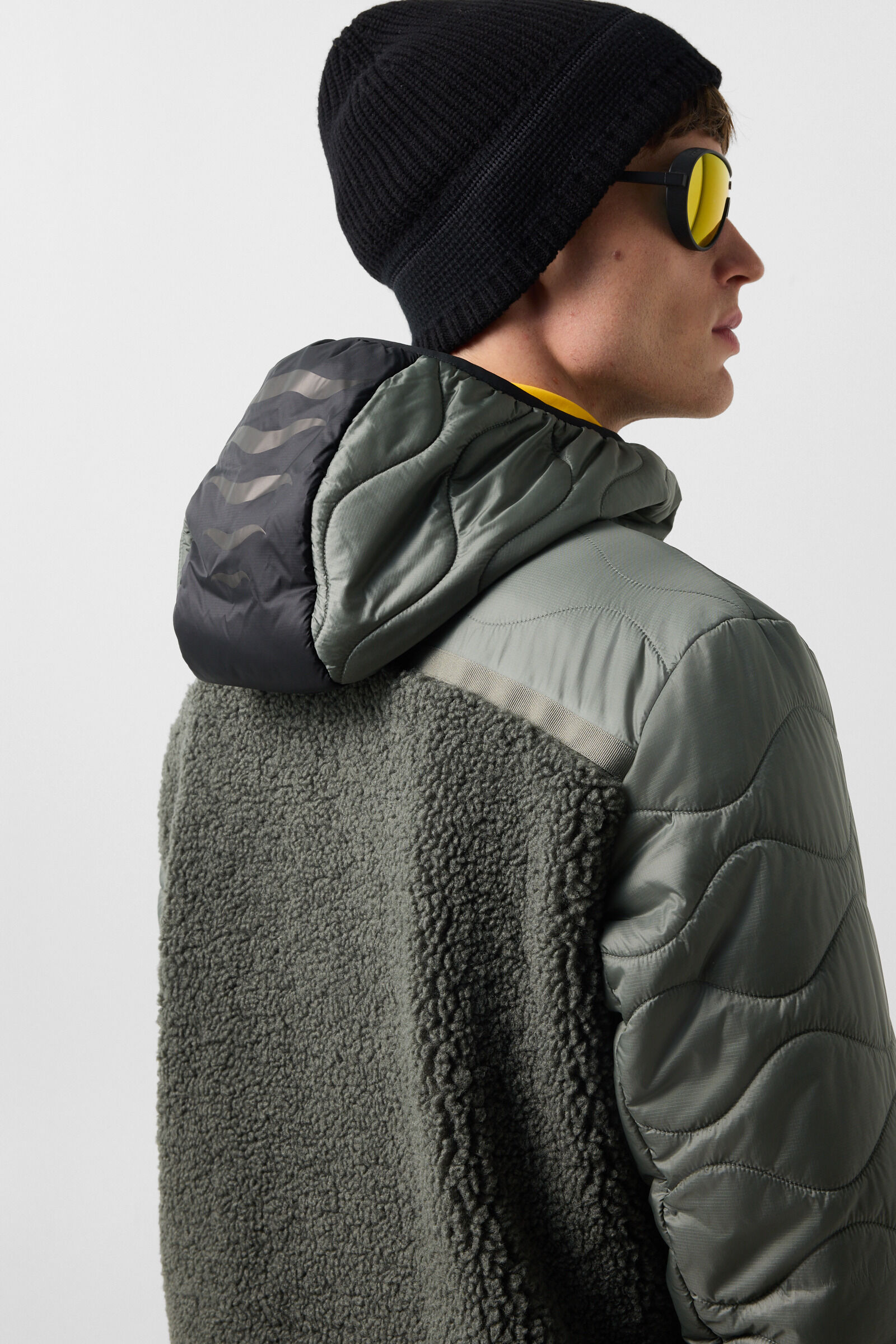 Jarek Teddy Quilted Jacket Sage Grey