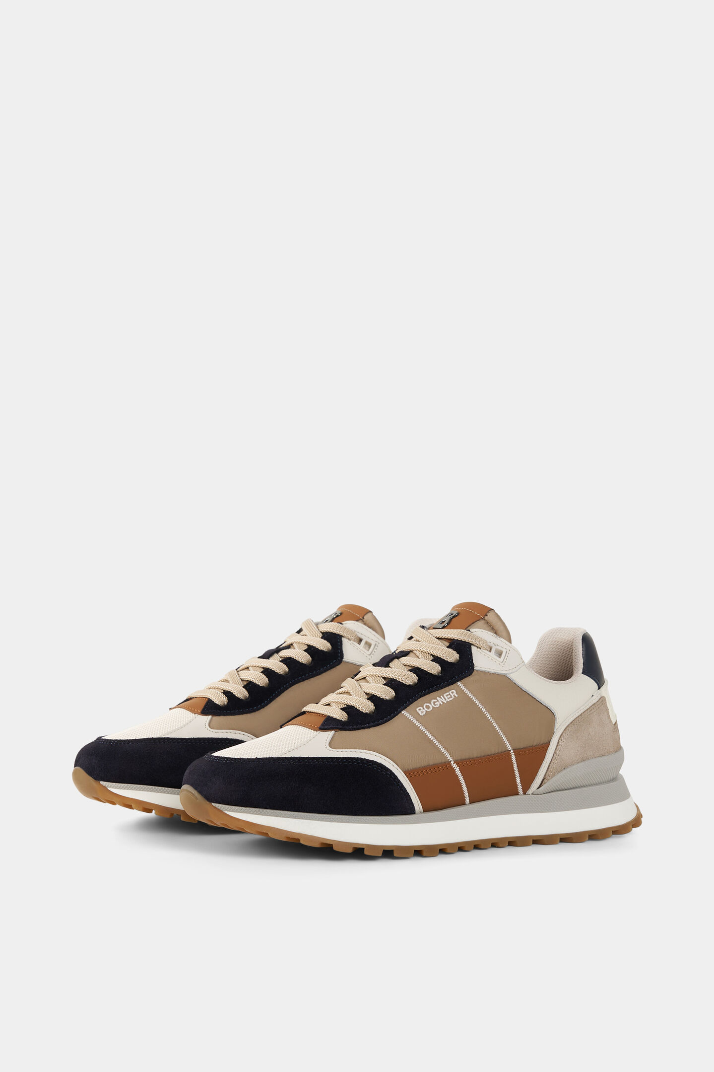 Sneaker Newport Cognac/Beige/Navy-Blau