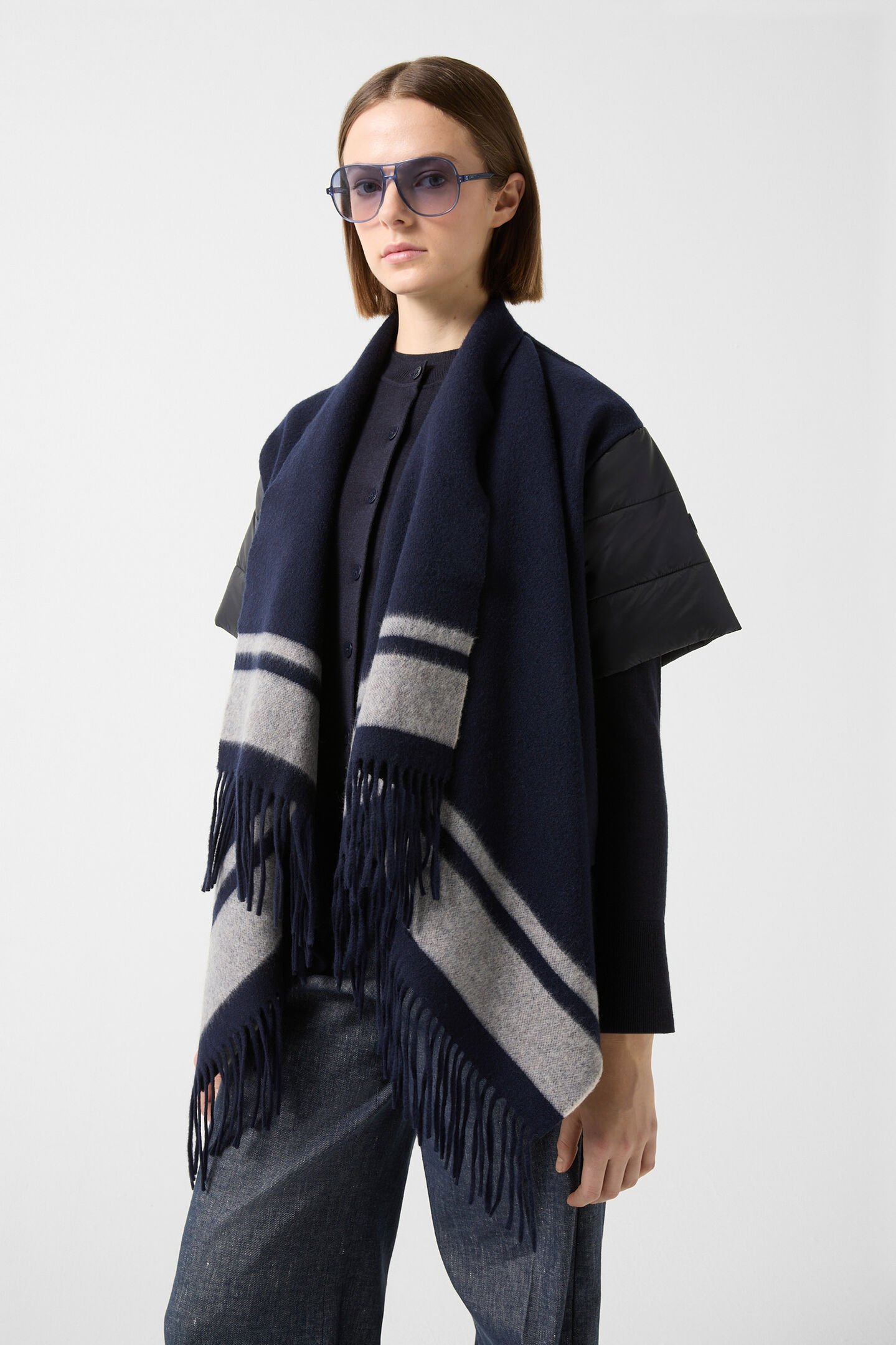 Poncho-Jacke Nica Navy-Blau