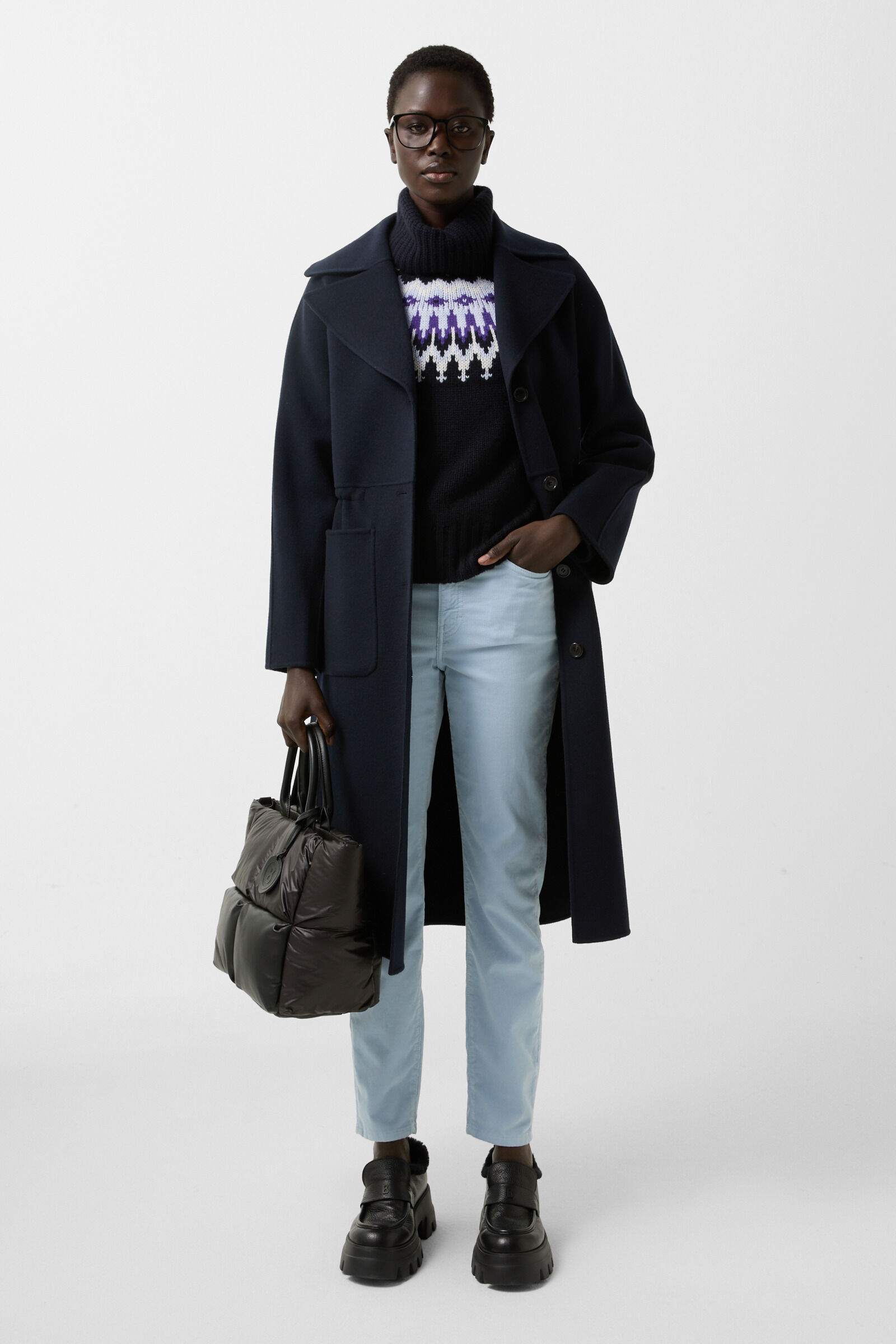 Norwegian jumper Ingrid Navy blue/off-white/purple