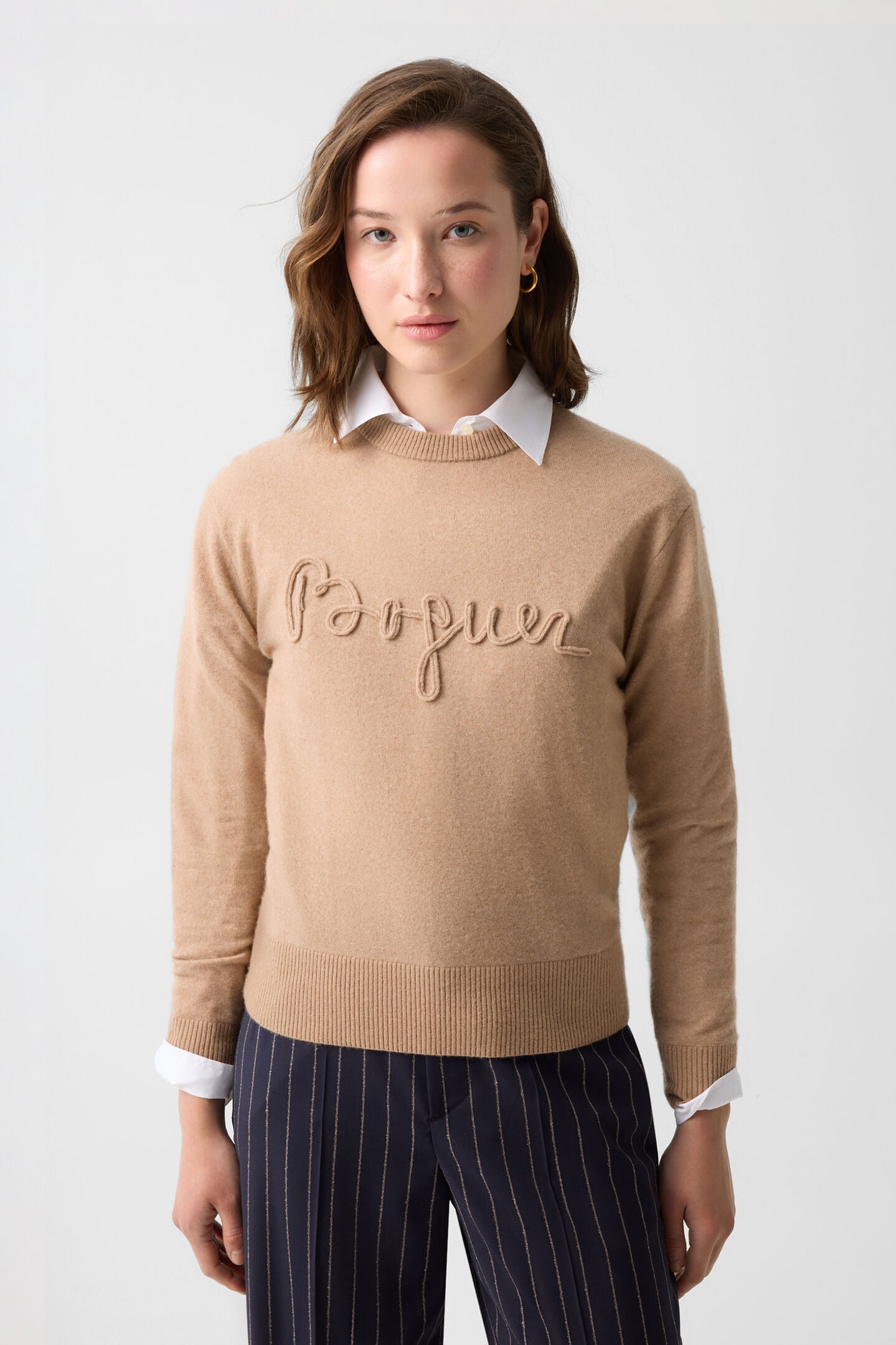 Schurwoll-Kaschmir-Pullover Tatjana Camel