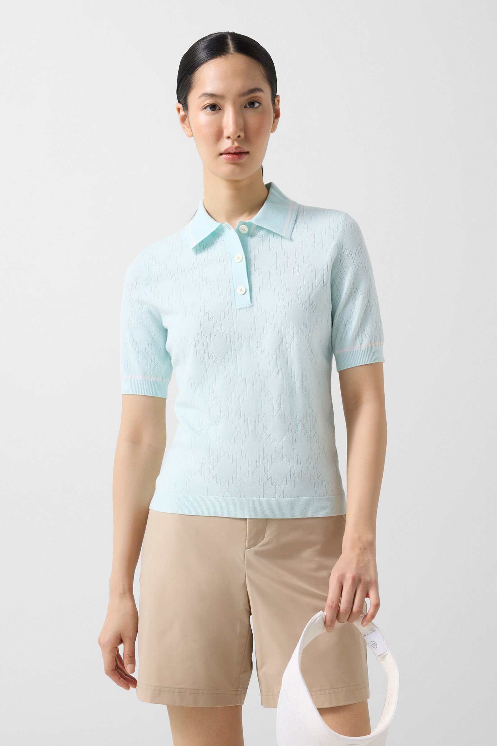 Mandy knitted polo shirt Light blue