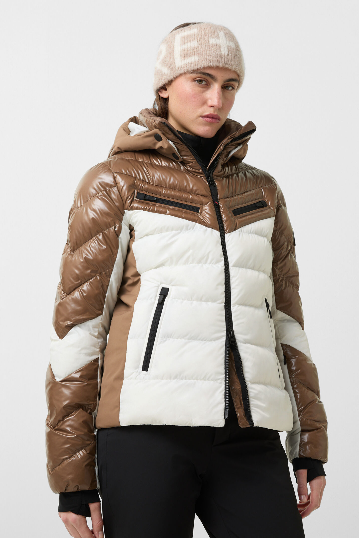 Farina quilted jacket Caramel/white