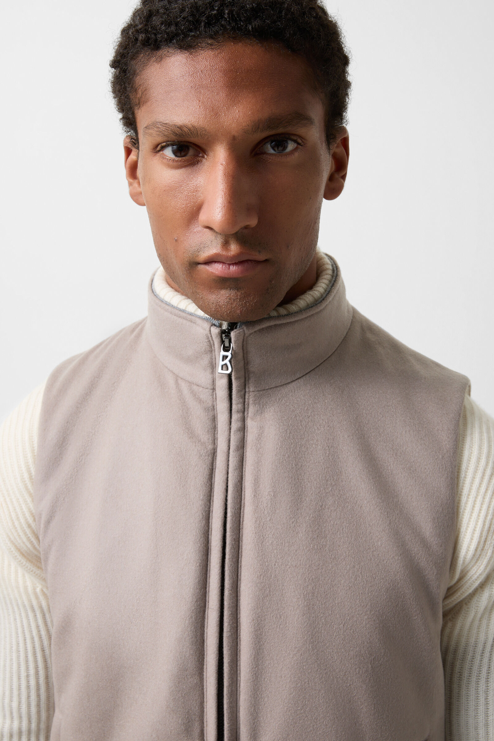 Cashmere waistcoat Nero Greige