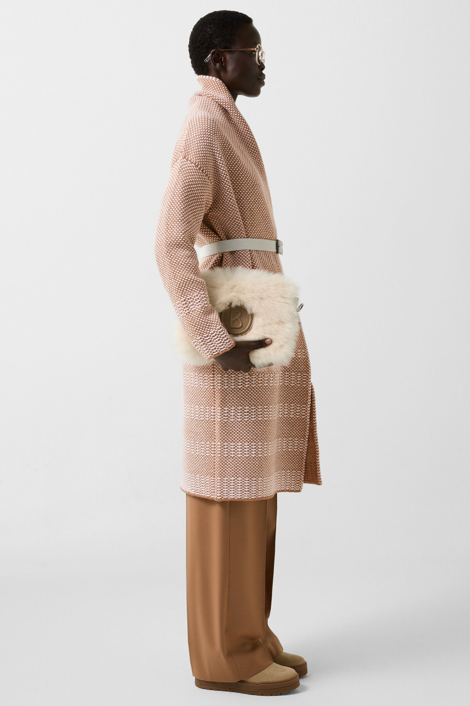 Strickmantel Lassie Camel/Off-White
