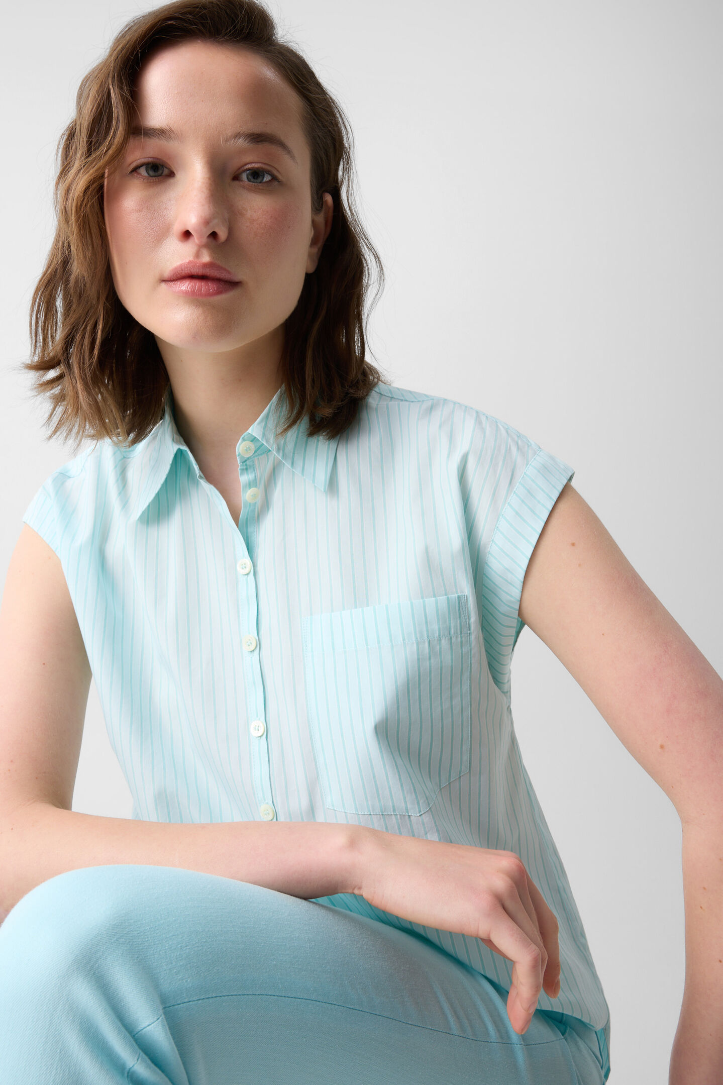 Hunter cotton blouse Cyan-blue