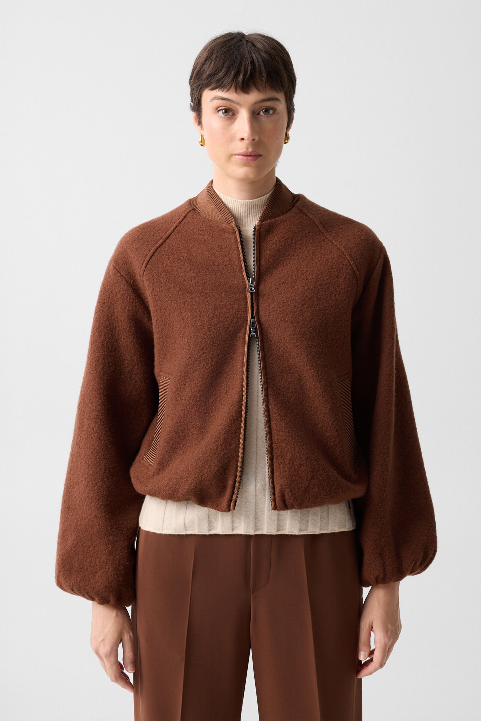 Editha woollen blouson Brown