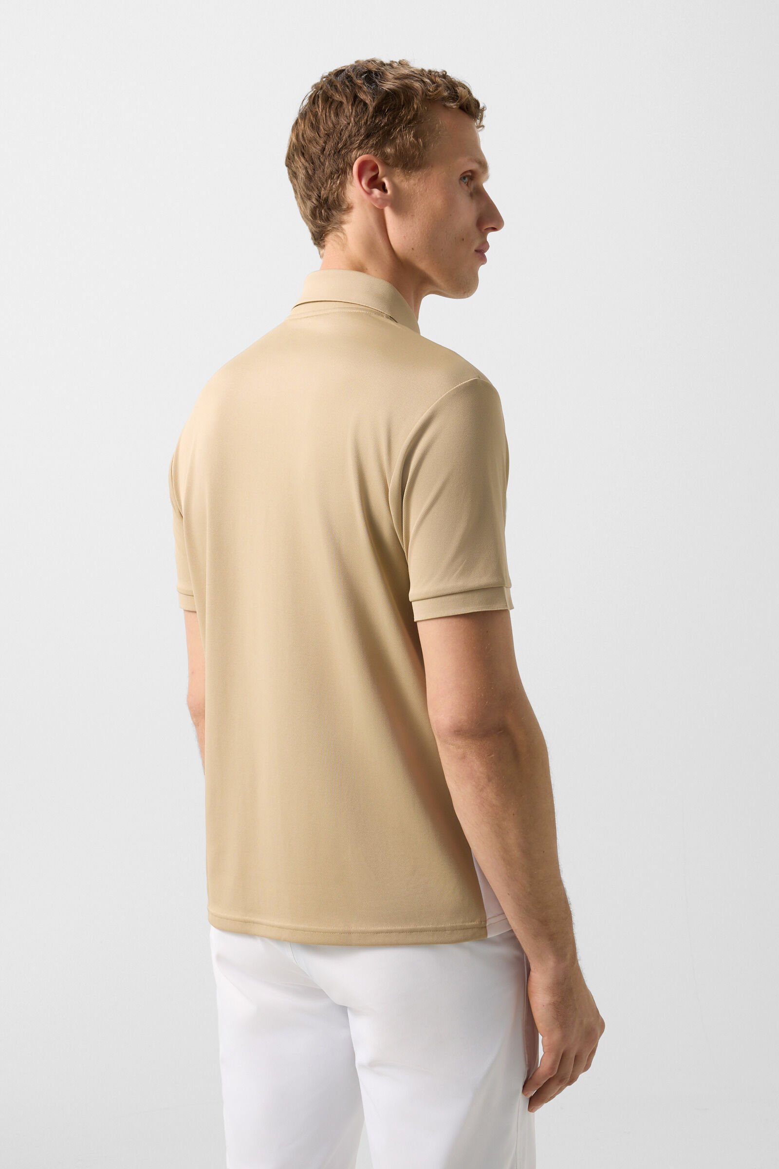 Funktions-Polo-Shirt Cuno Beige/Wei&szlig;