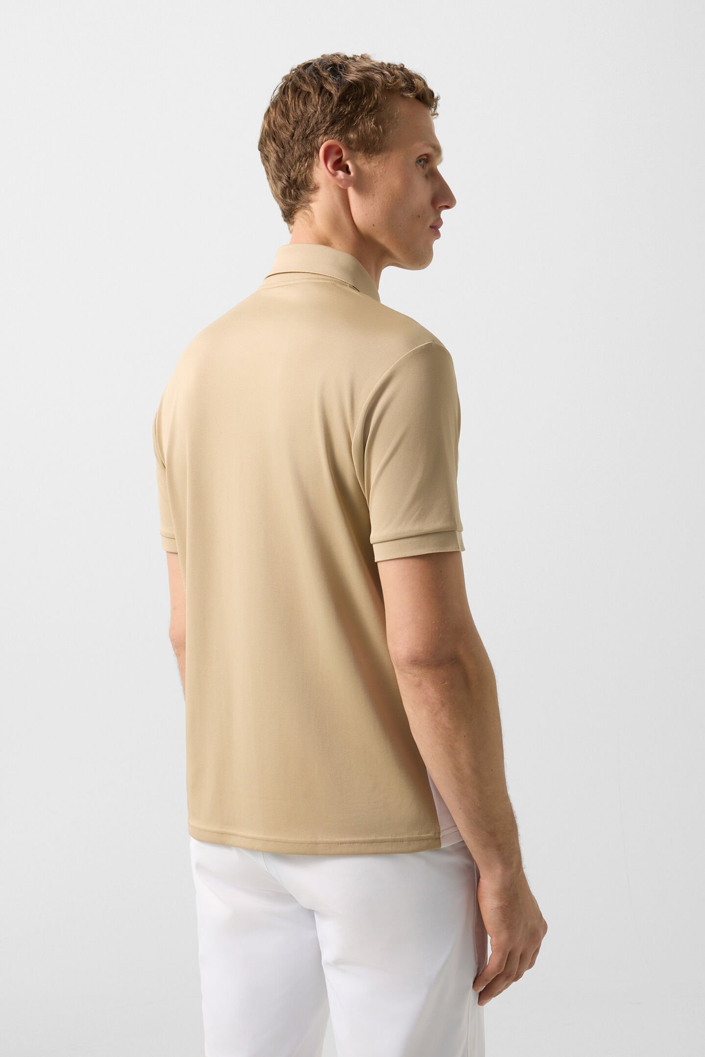 Funktions-Polo-Shirt Cuno Beige/Wei&szlig;