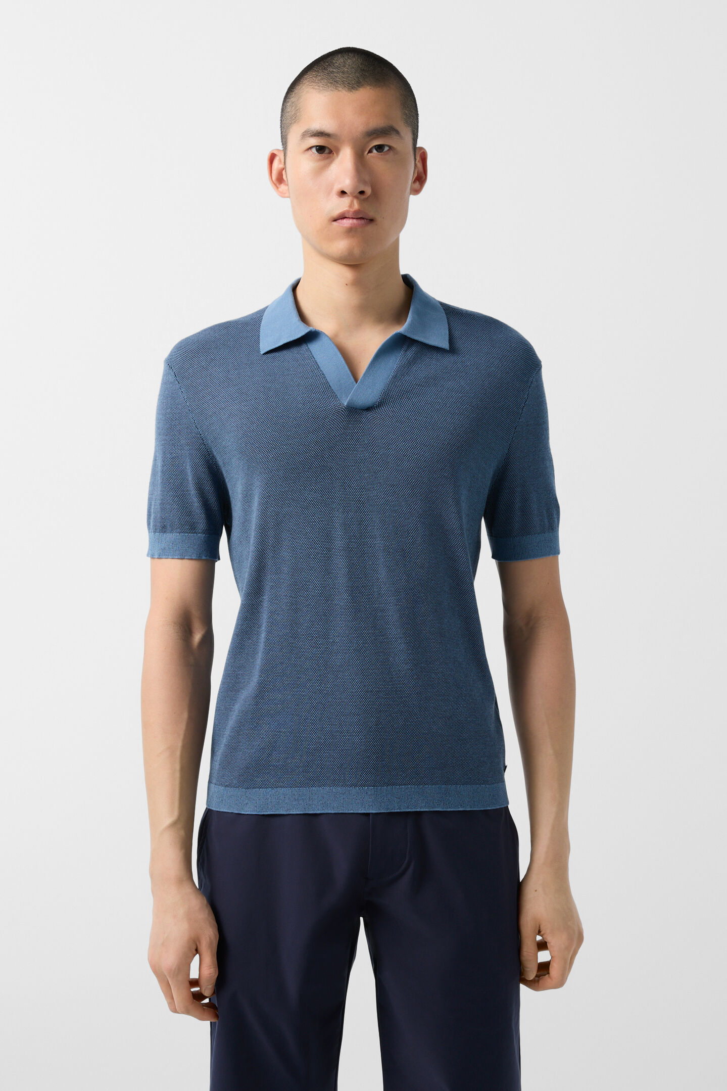 Strick-Polo-Shirt Lyon Blau