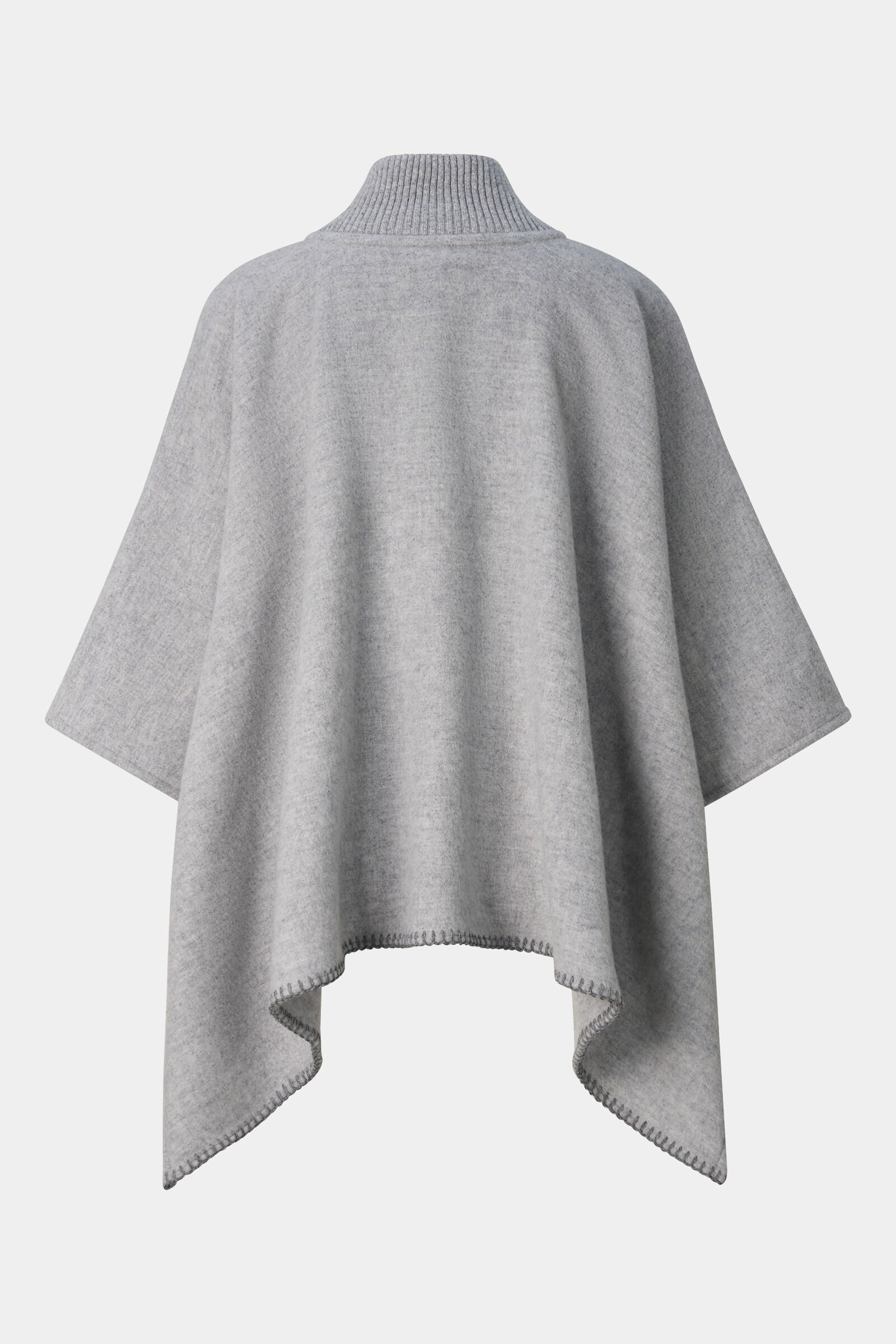 Poncho Nellie en m&eacute;lange de laine Gris clair