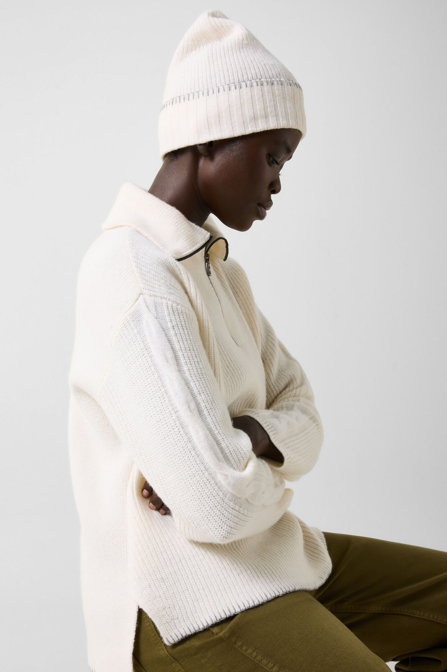 Larissa Virgin Wool Troyer Off-White