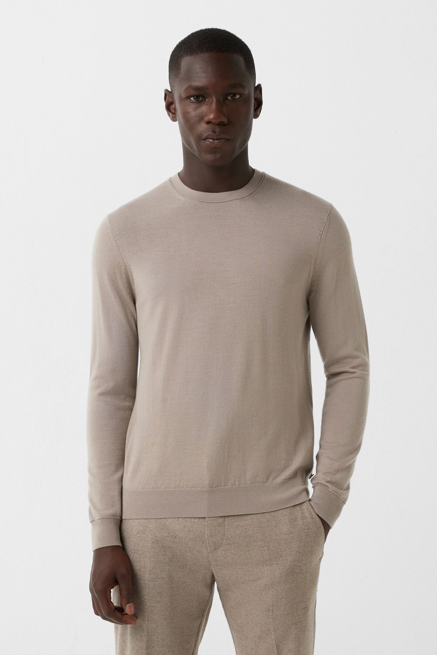 Fine knit jumper Ole Taupe