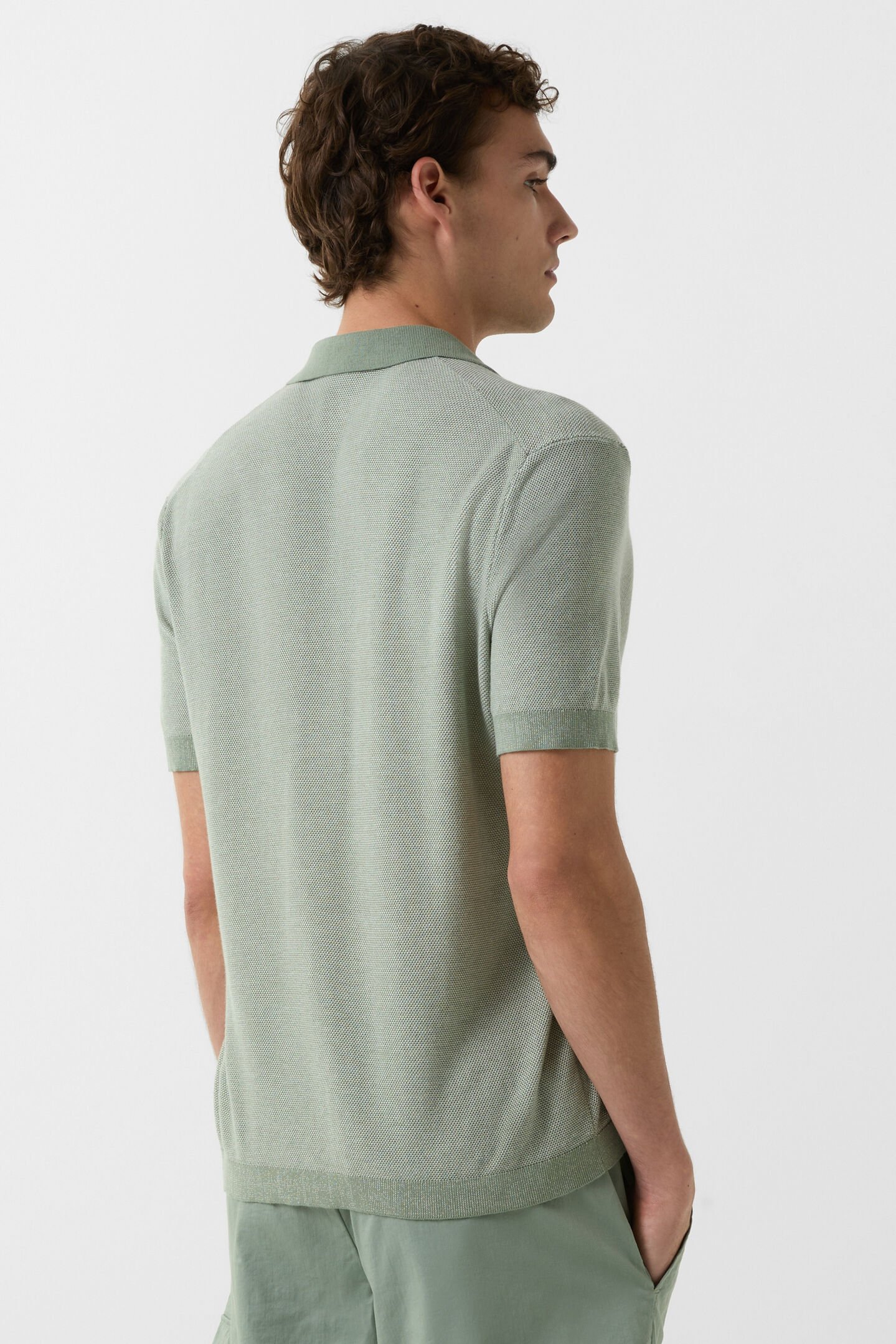 Strick-Polo-Shirt Lyon Eukalyptus