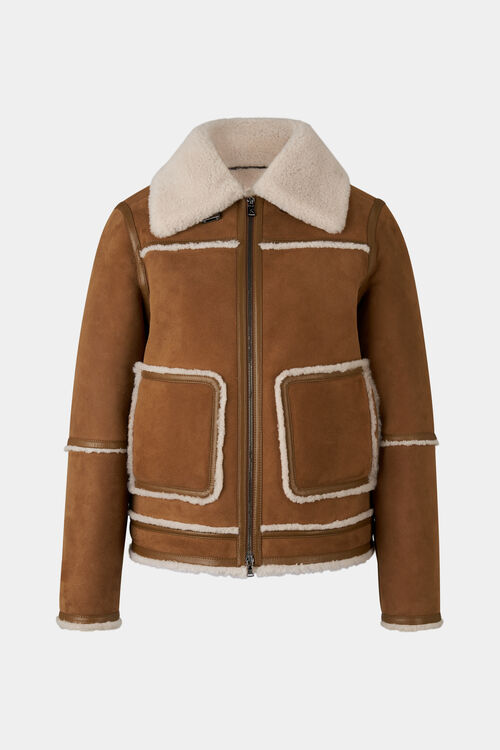 Lammfell-Steppjacke Pelina Camel