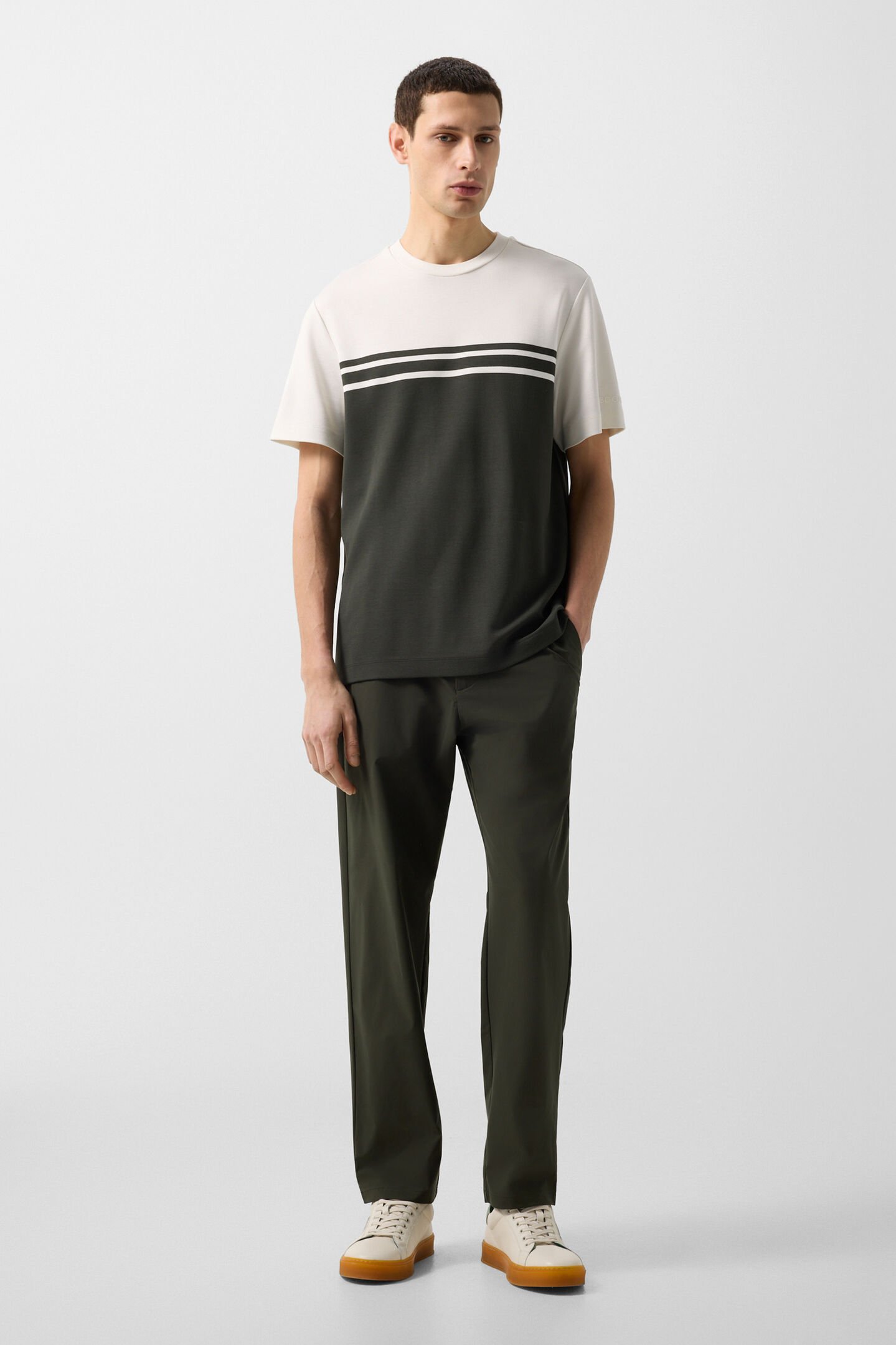 T-shirt Pete Olive green/cream