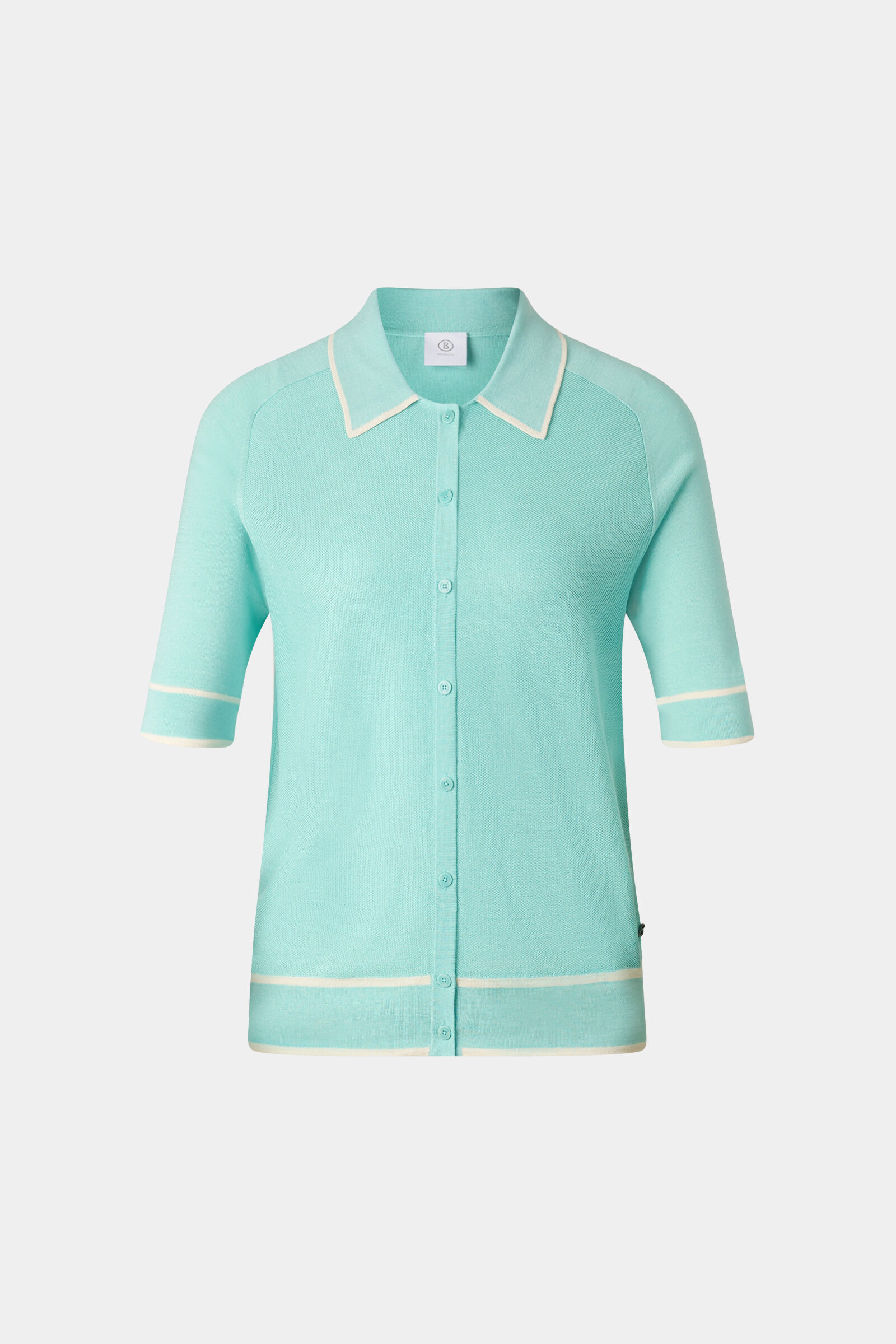 Peaches silk knit jacket Cyan-blue