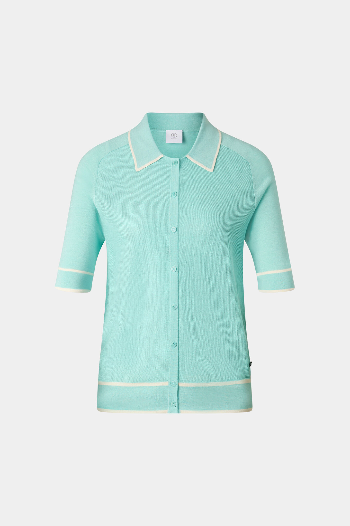 Peaches silk knit jacket Cyan-blue