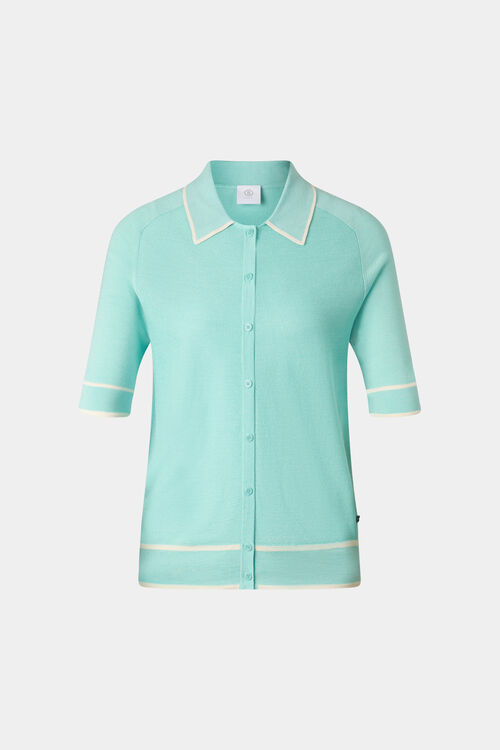 Peaches silk knit jacket Cyan-blue