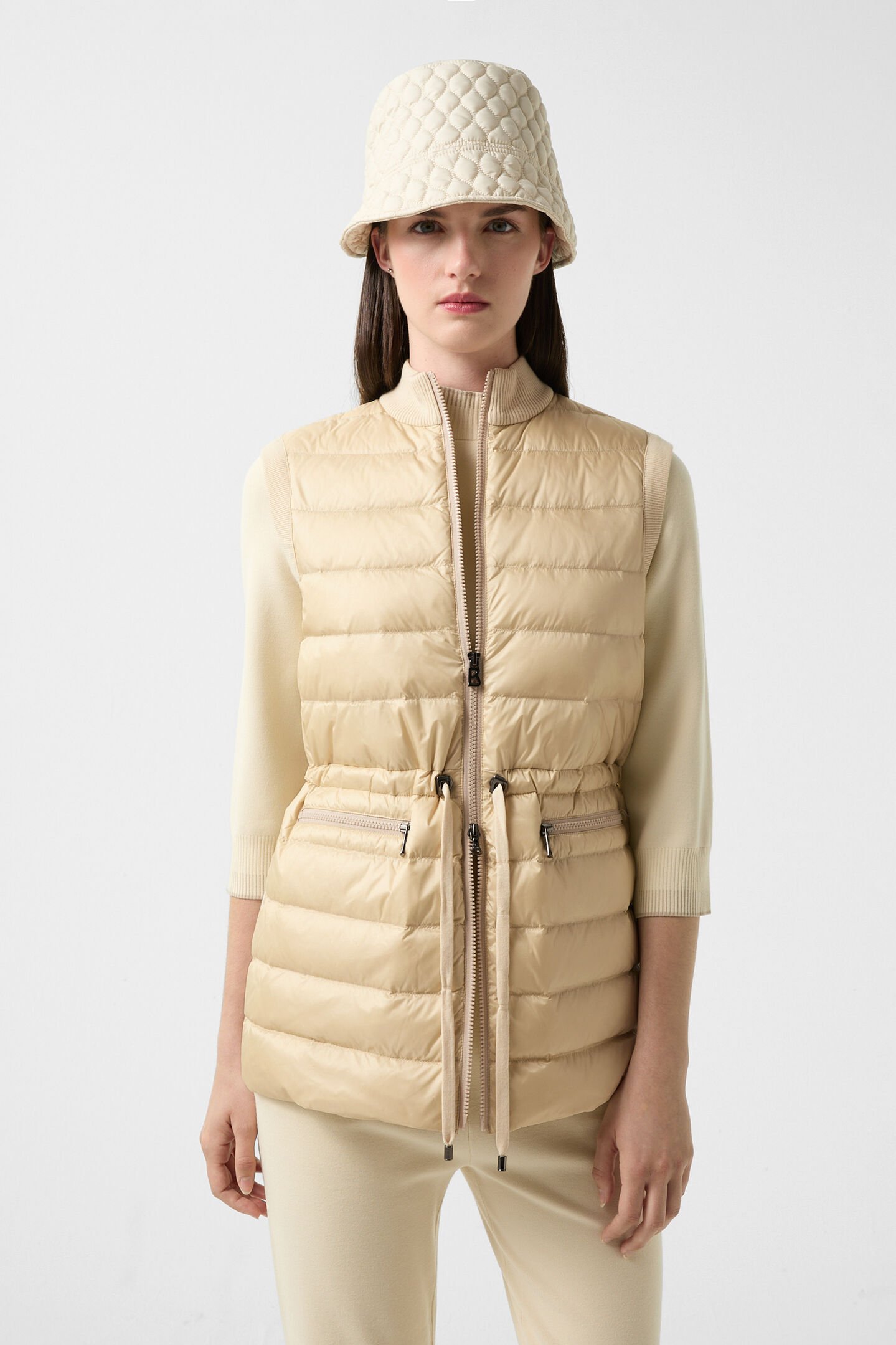 Arina hybrid down waistcoat Beige
