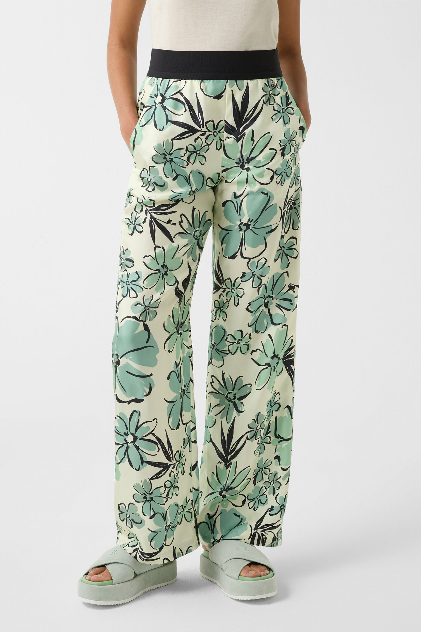 Seidenhose Jacky Vanille/Grün