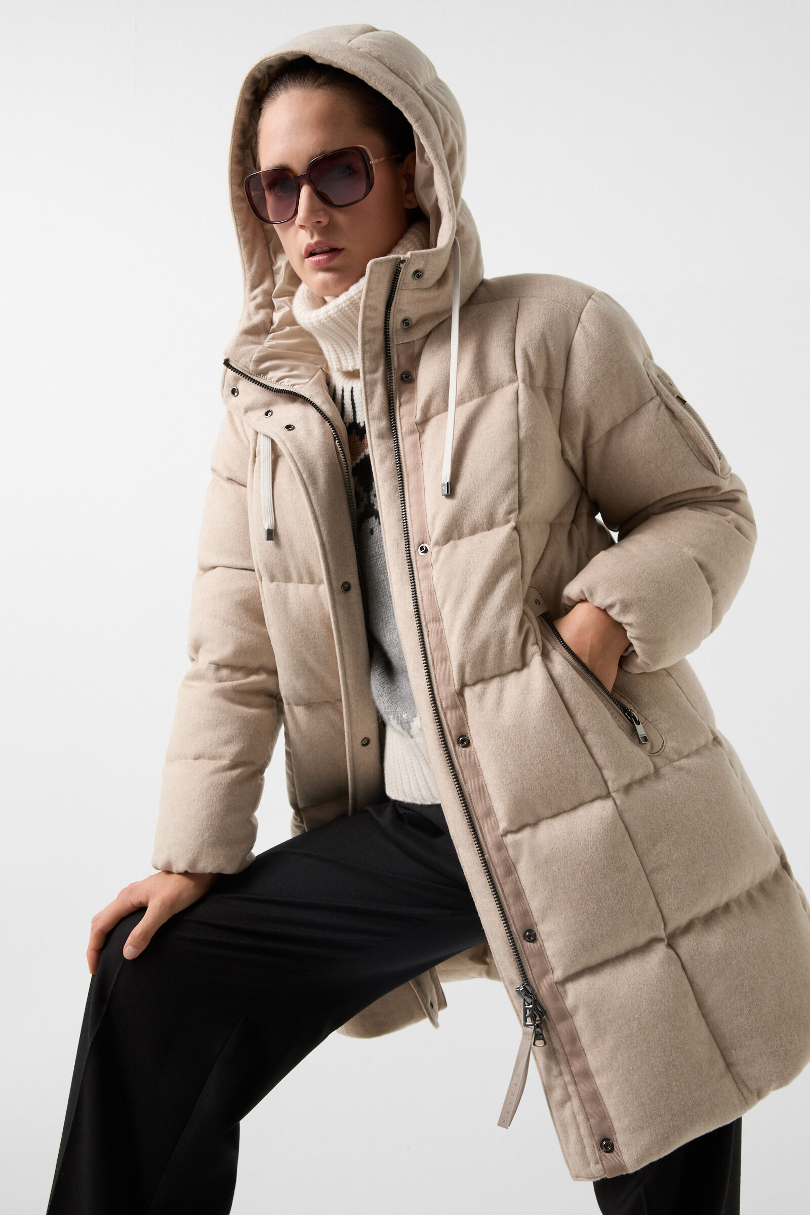 Bogner Fanja Cashmere and Down Coat Women Beige 6 S