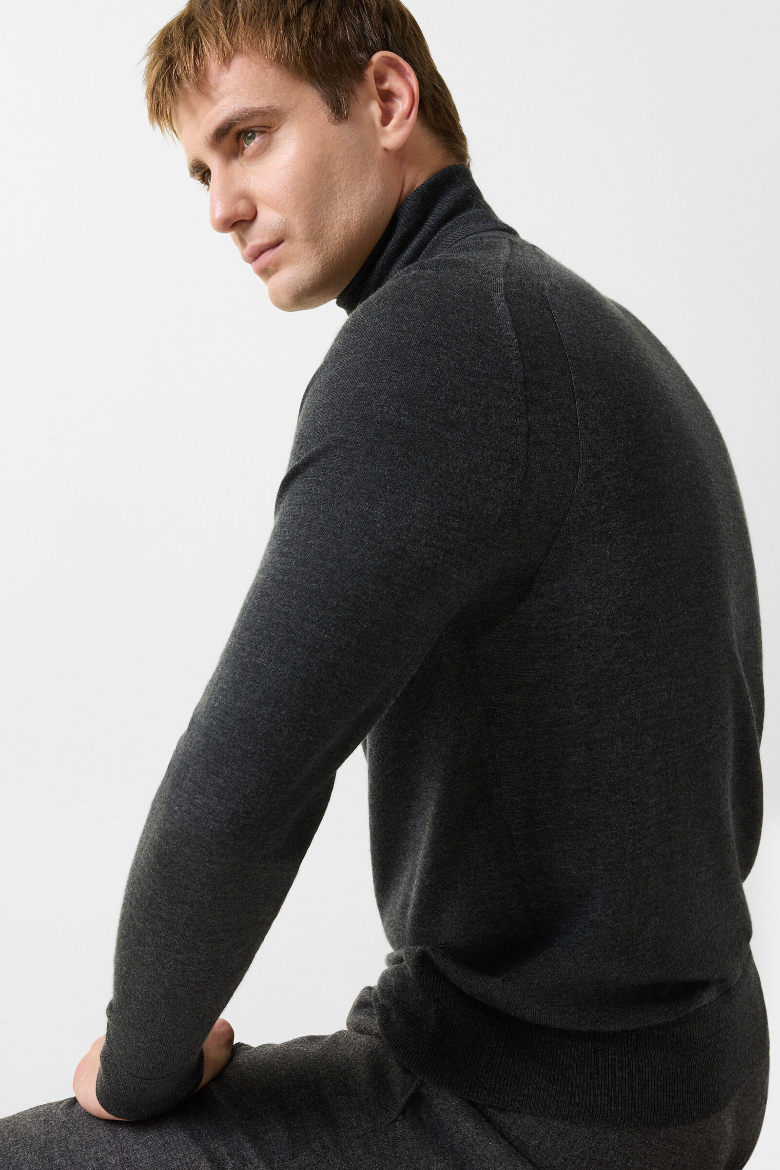 Gordon pure new wool cashmere jumper Anthracite